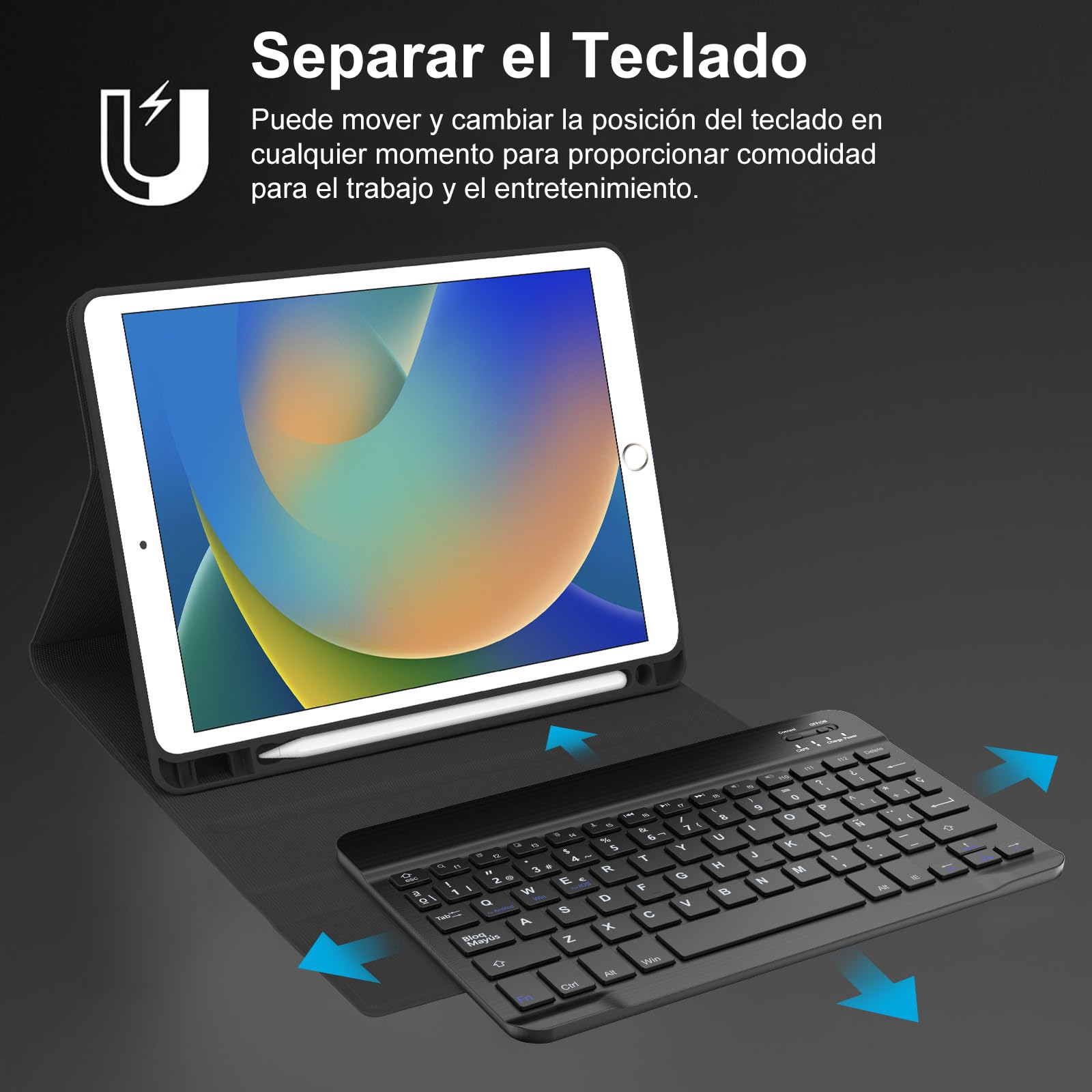 SENGBIRCH - Spanish Bluetooth Keyboard with Ñ Key for iPad Pro 11, iPad 7/8/9/10 Gen, iPad Air, Mac, Android Tablets - Compatible with Samsung Galaxy & Lenovo (Black) | Perfect for Typing, Office Work & Remote Learning