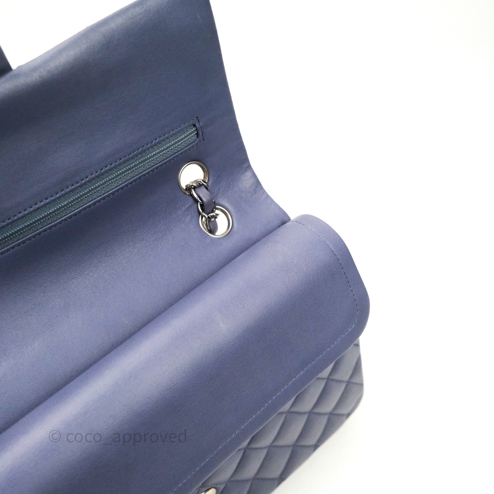 Chanel Classic Medium Double Flap Bag in Lavender Blue with Silver Hardware - Luxury Designer Handbag for Women, Perfect for Parties, Weddings & Special Occasions