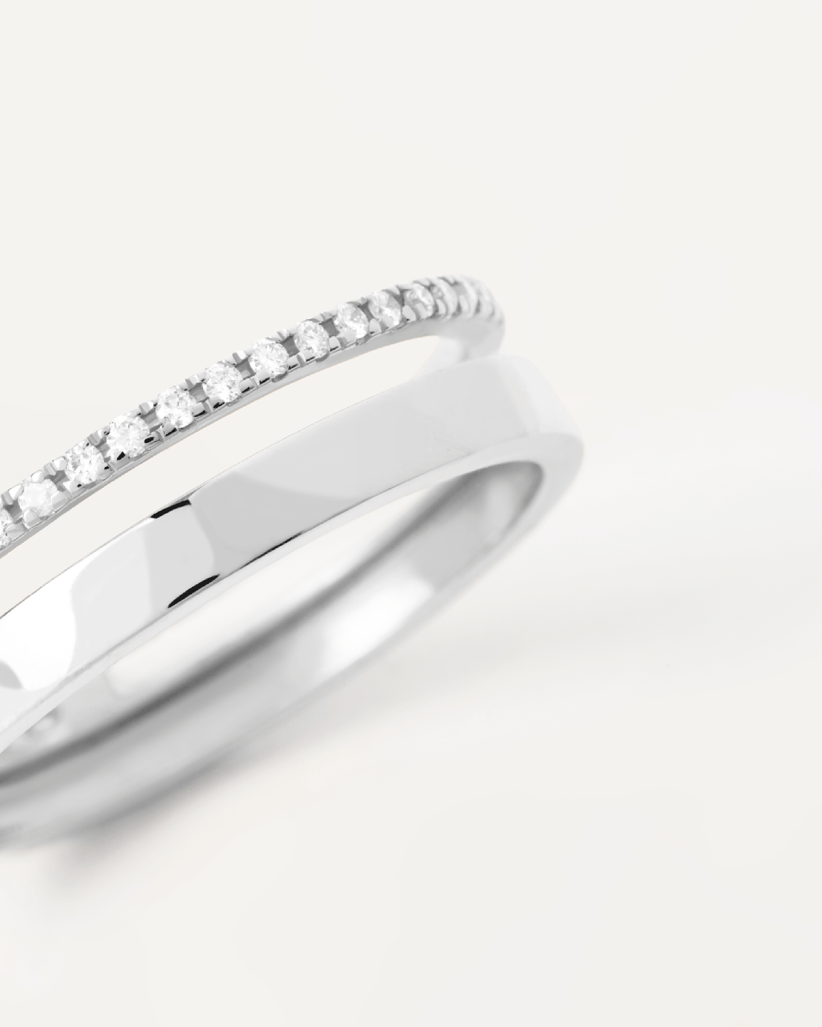 Elegant GRID Diamond & White Gold Dual Ring for Women | Perfect for Weddings, Anniversaries & Special Occasions