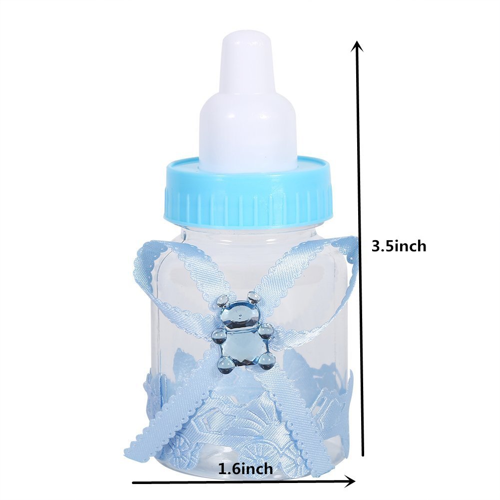 50pcs Mini Fillable Candy Bottles - 3.5 Inch Cute Feeding Bottle Shape Candy Boxes for Birthday, Baby Shower & Christening Party Decorations (Blue) - Perfect for Wedding Favors, Baby Showers & Gift Packaging