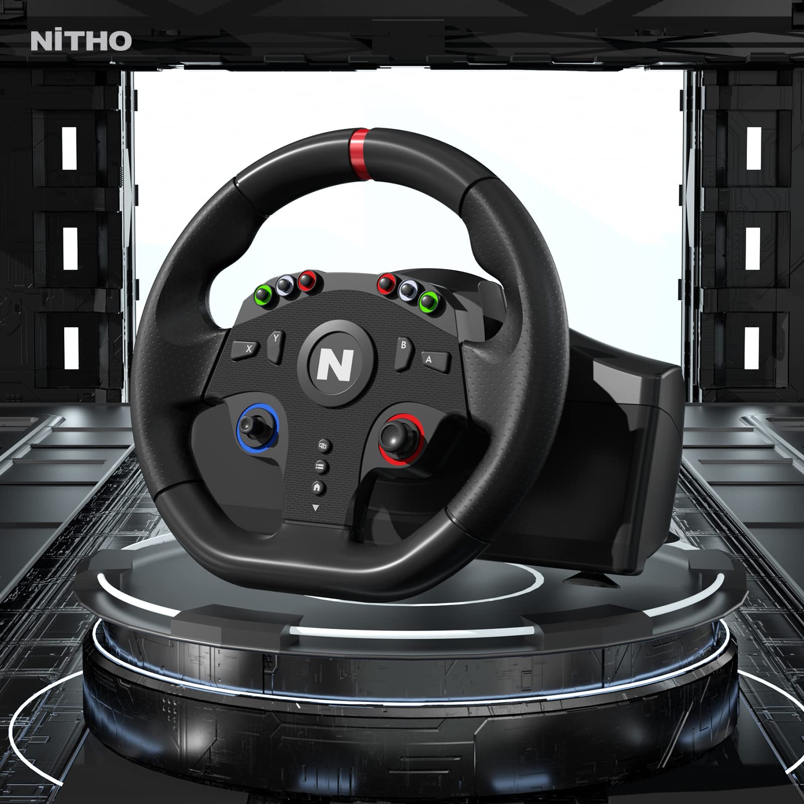 NITHO Drive Pro ONE 270 Degree Gaming Steering Wheel with Pedals & Shifter - Compatible with PS4, PC, Xbox One, Xbox Series X/S & Switch - Zero Dead Zone Racing Wheel for Simulation Games & Drifting