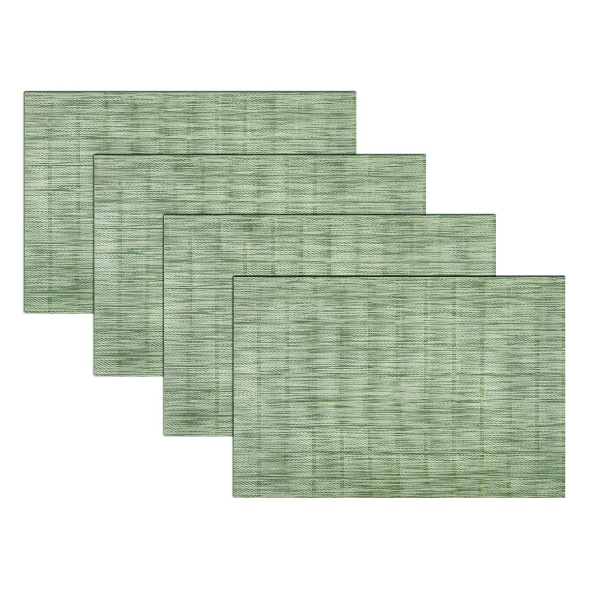 Set of 4 Woven Vinyl Heat-Resistant Placemats - Washable Table Mats for Kitchen & Dining Room (Grass Green) | Perfect for Everyday Meals, Dinner Parties & Holiday Gatherings