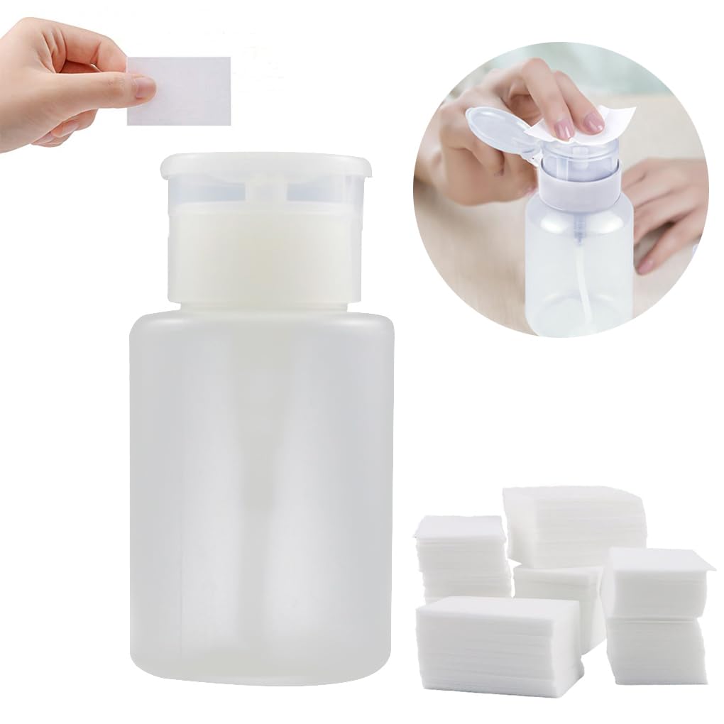 Osceola 1000-Piece Nail Cotton Pads with Push Down Pump Dispenser - Lint-Free Alcohol Wipes for Acrylic & Gel Nail Polish Removal - Perfect for Salon, Home Manicure & Nail Art Cleaning
