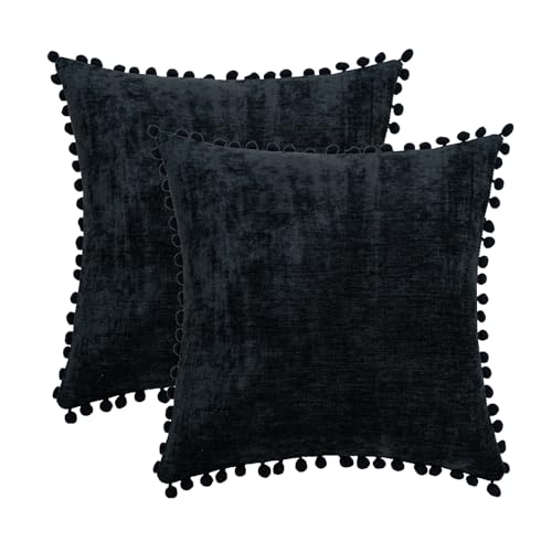 Black With Pom Poms
