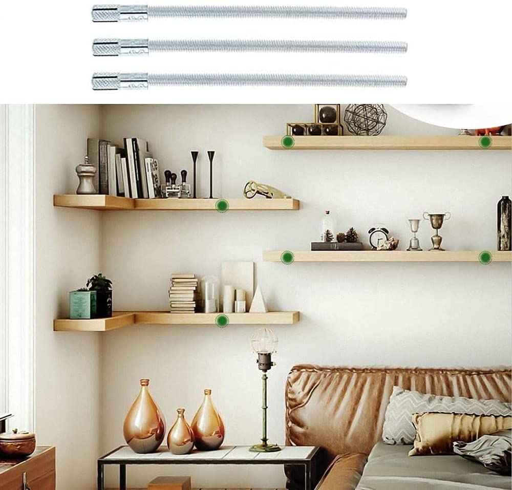 8Pcs Carbon Steel Hidden Floating Shelf Brackets M8 x120mm - Invisible Wall Mounted Support for DIY Adjustable Shelves | Perfect for Home, Office & Kitchen Storage