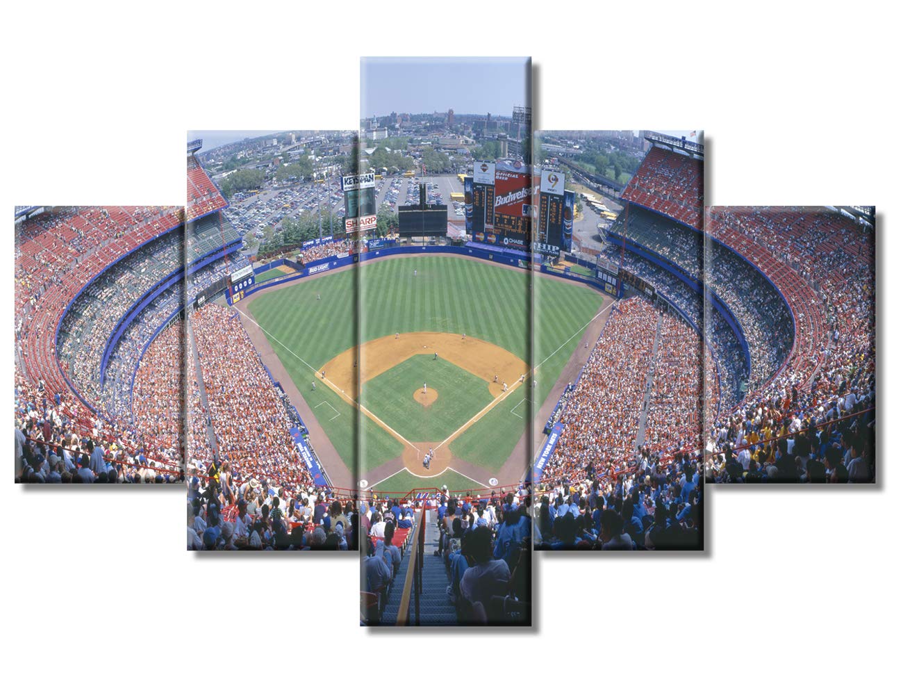 5 Piece Modern Baseball Stadium Canvas Wall Art - Stretched & Framed Ready to Hang (60