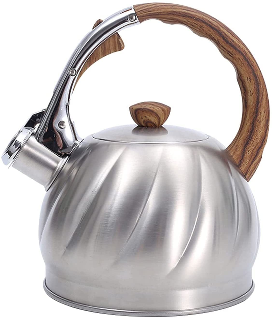 Premium Stainless Steel Whistling Tea Kettle - Induction & Gas Stove Compatible - Heat-Resistant Handle - Silver - Perfect for Home, Office & Camping Tea Brewing