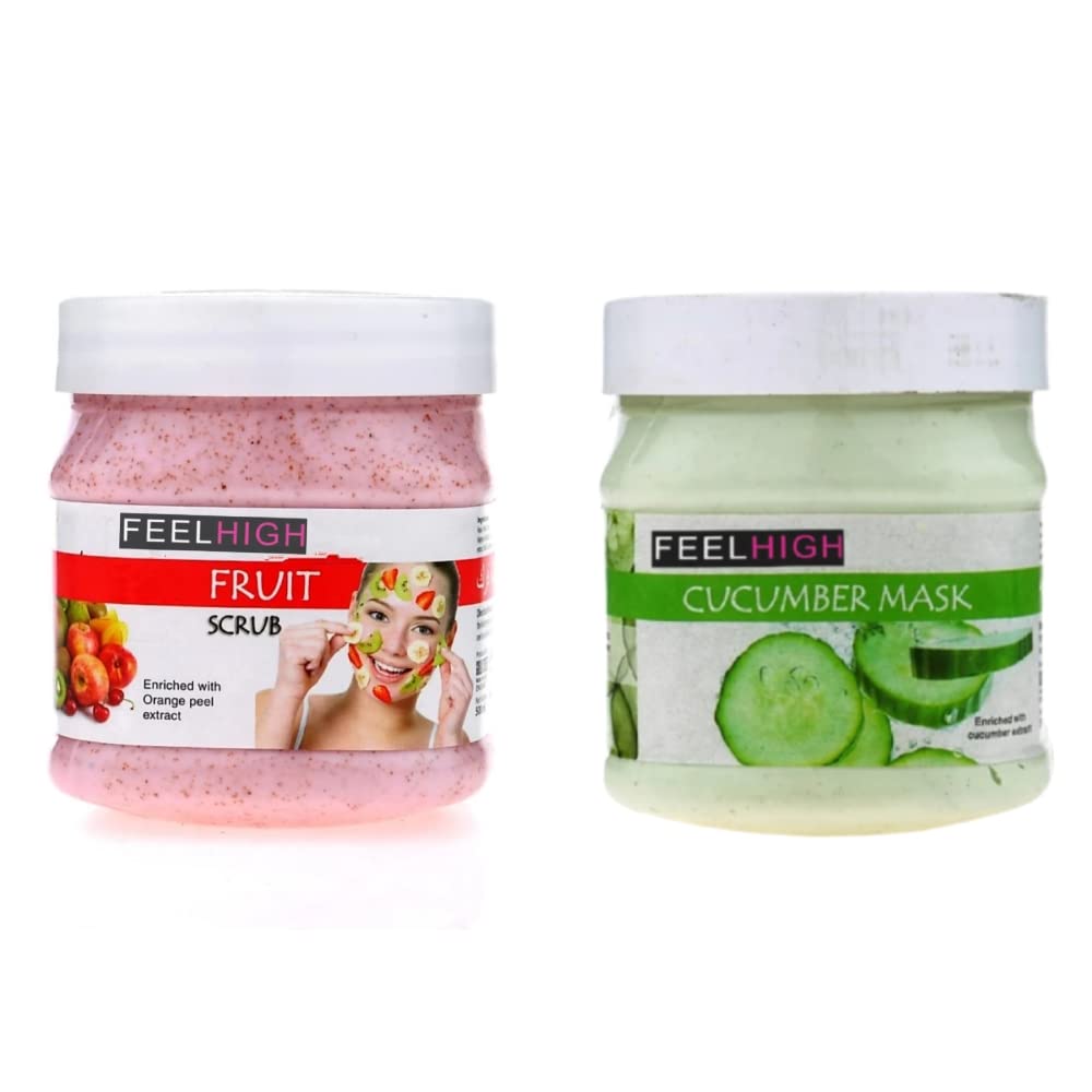 Feelhigh Exfoliating Face & Body Scrub with Cucumber Mask Set - Natural Skincare for Glowing Skin - Perfect for Spa Days & At-Home Self Care