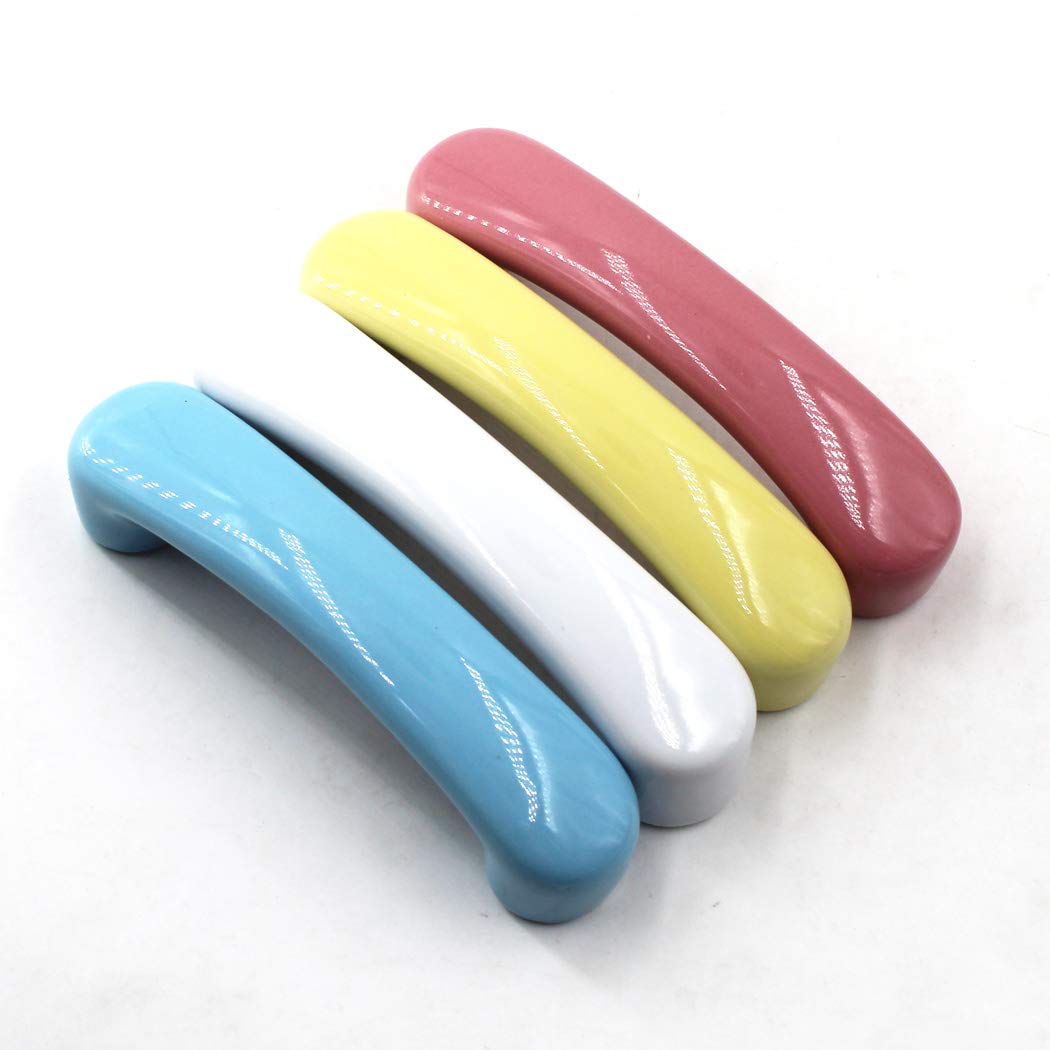 Blue Ceramic Cabinet Handles & Drawer Pulls - 2 Pack Kitchen Cabinet Knobs for Kids Room, Closet, Toy Organizer, Bookcase - Durable & Stylish Hardware for Home Decor