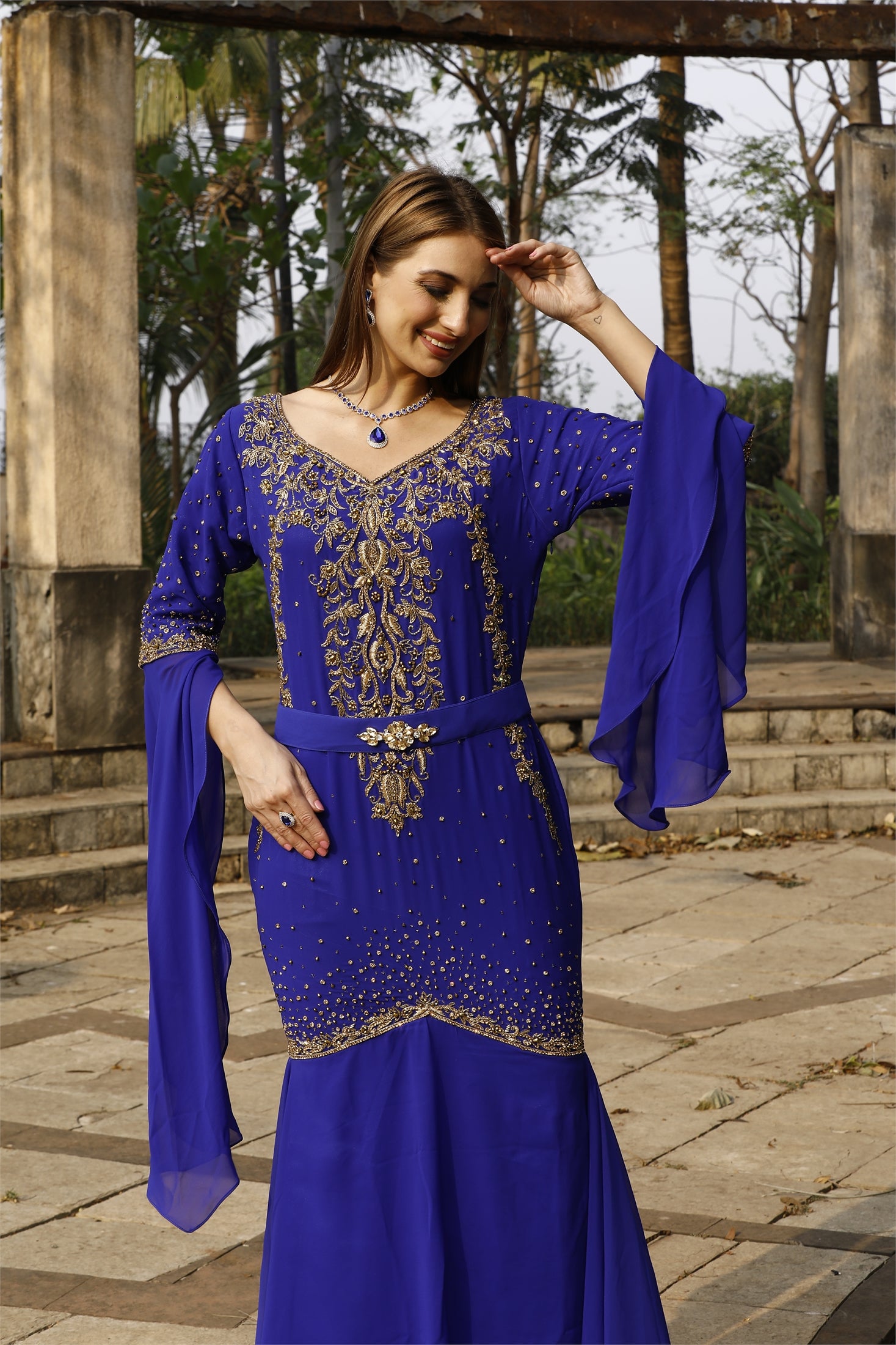 Elegant Designer Algerian Caftan Mermaid Wedding Dress - Perfect for Bridal Ceremonies, Evening Galas & Special Occasions