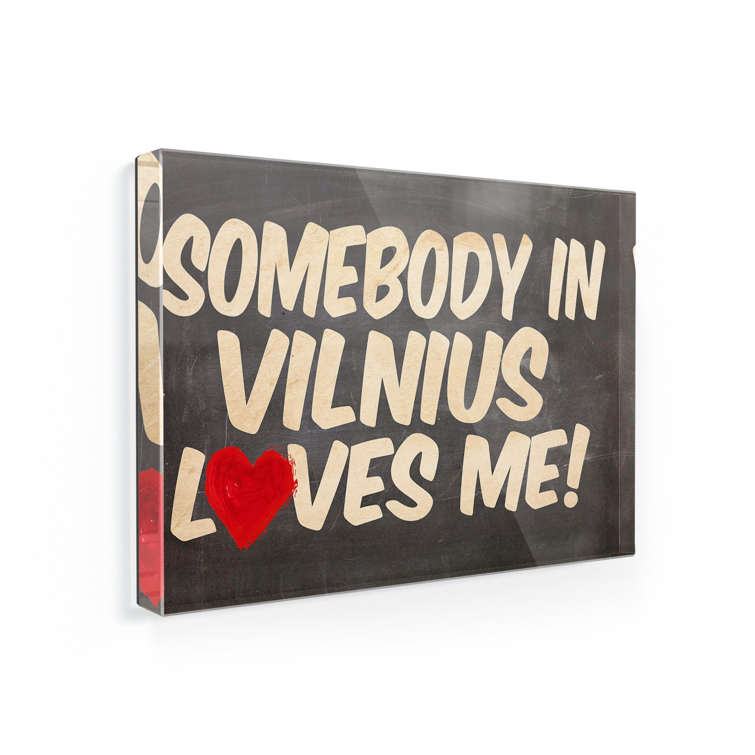 Somebody in Vilnius Loves Me Fridge Magnet - Lithuania Souvenir Gift - Perfect for Refrigerator, Office & Travel Memories