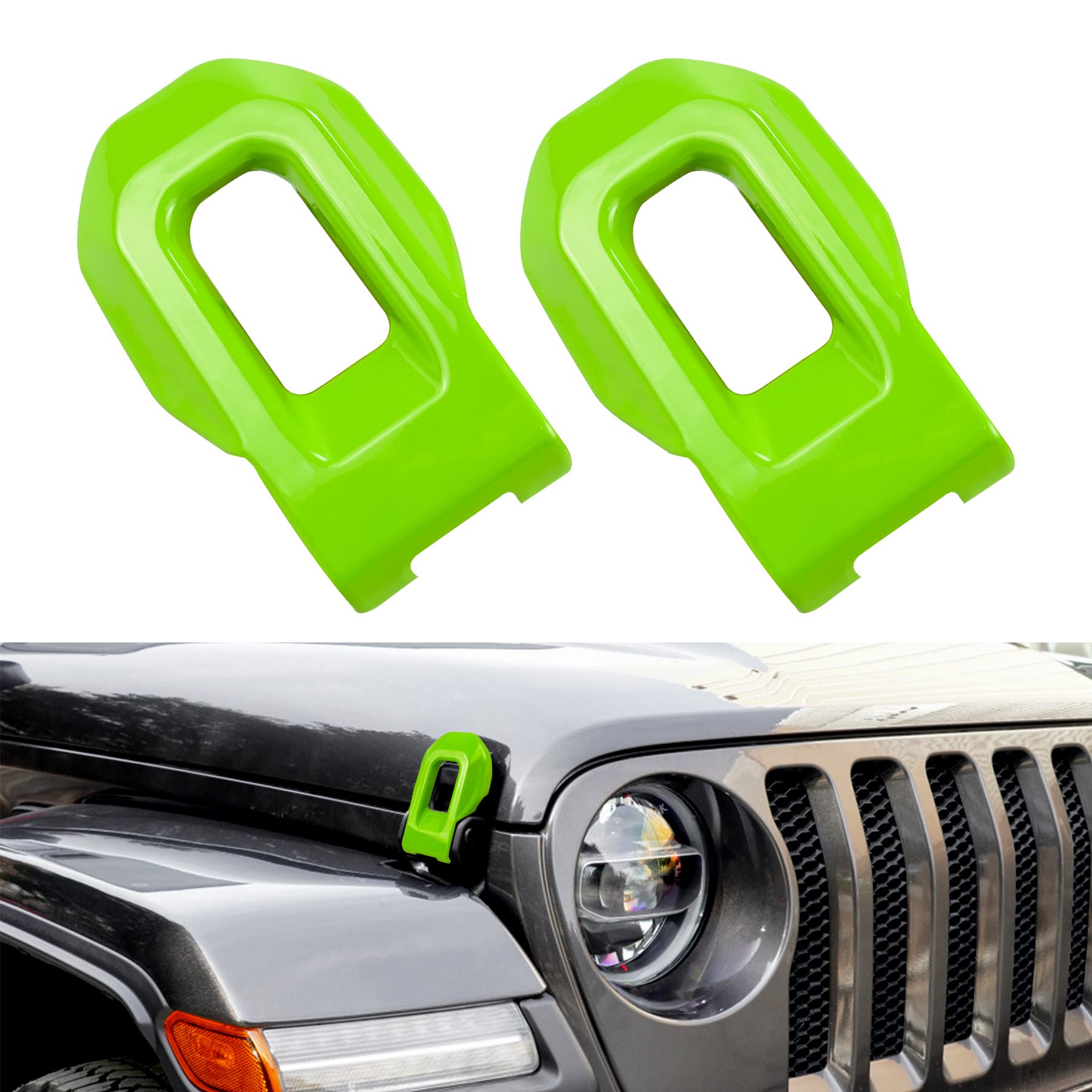 Jeep Wrangler JL JLU Hood Latch Lock (2018-2021) & Gladiator JT (2020-2021) - Green Exterior Accessories Cover Catch Bracket | Durable Replacement Part for Off-Road Protection & Custom Styling