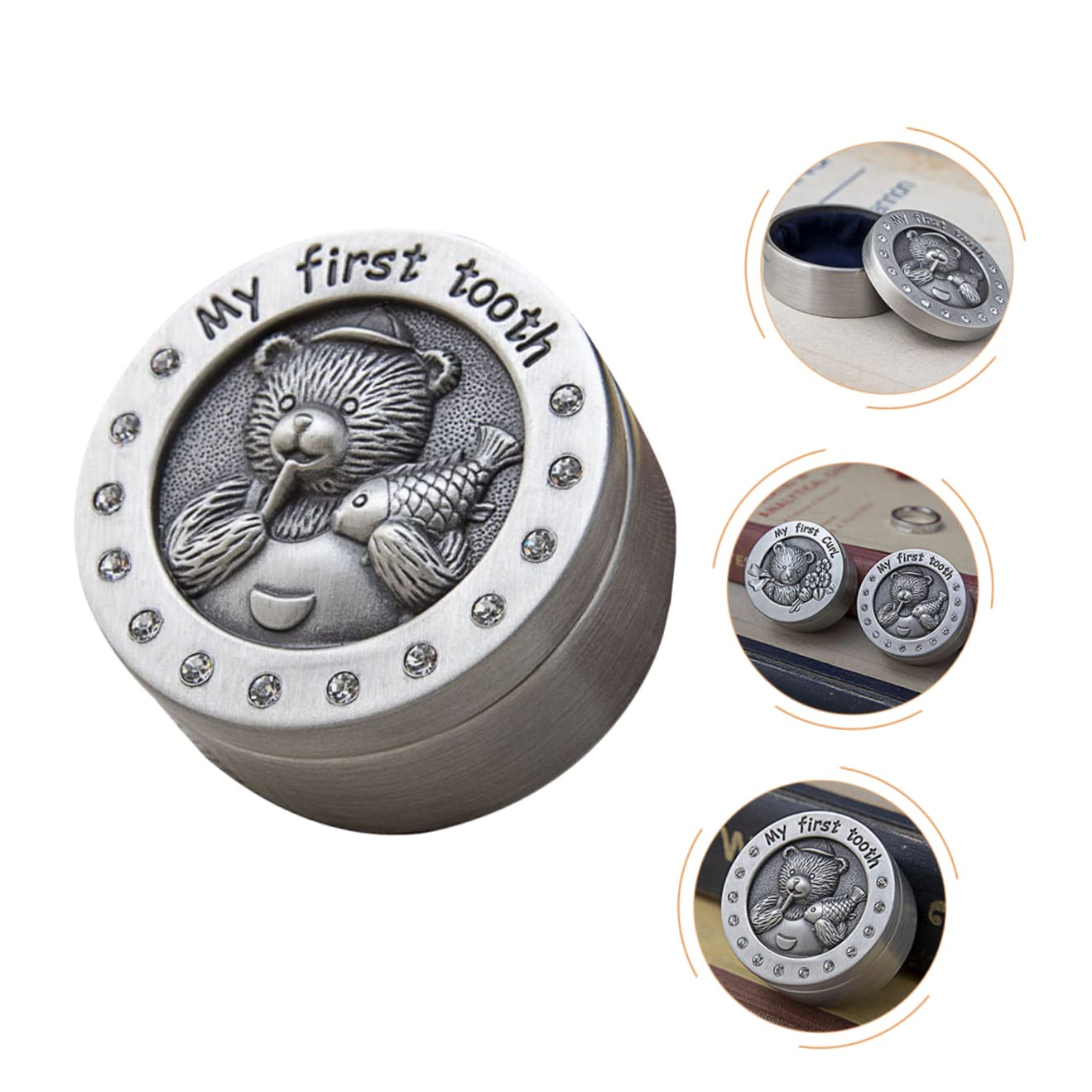 Metal Keepsake Box for Baby Teeth - First Birthday & Baby Shower Memory Organizer, Toddler Tooth Fairy Storage Holder with Silver Design - Perfect for Collecting Milestones & Preserving Childhood Memories