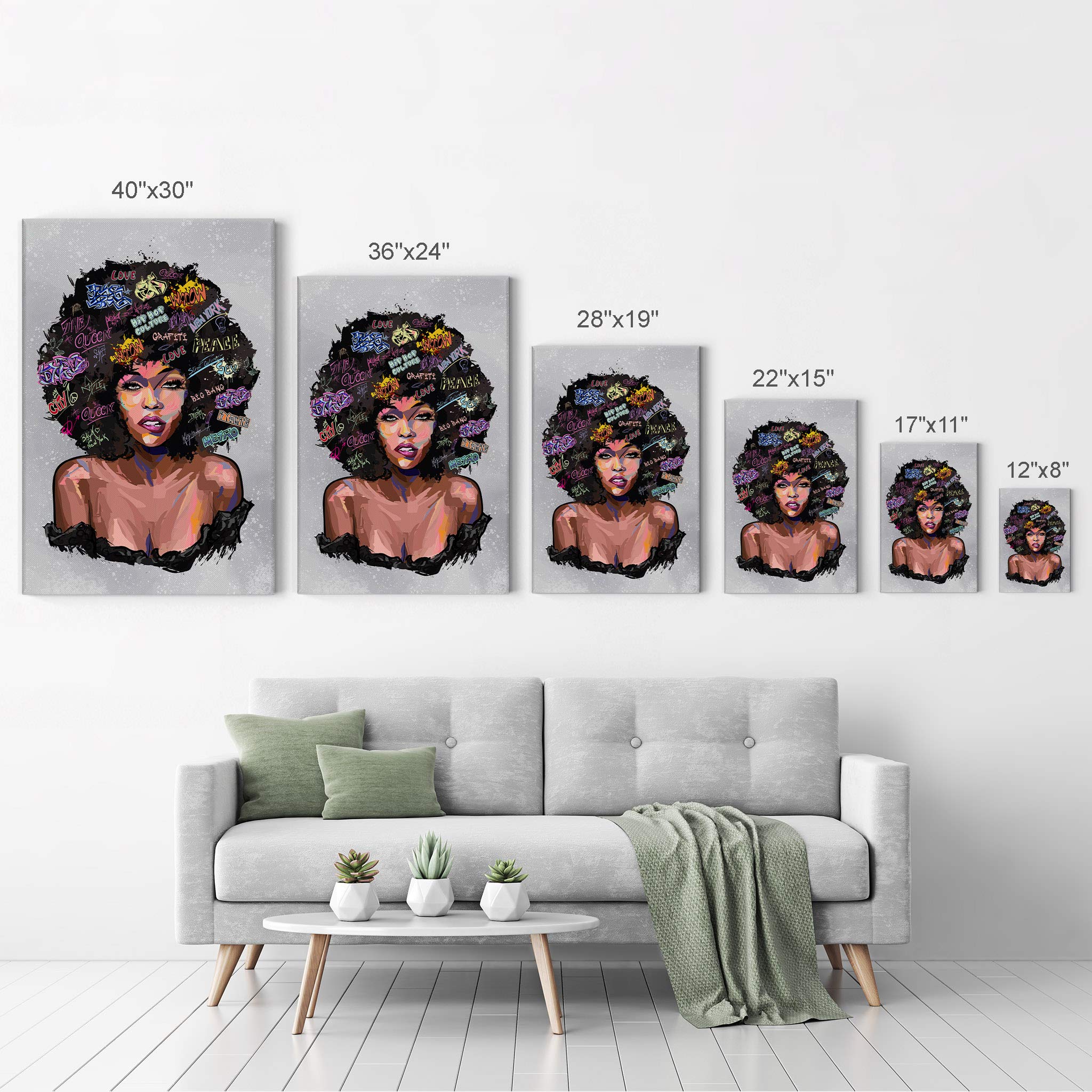 African American Wall Art Canvas Prints - Black Art Wall Decor for Living Room & Bedroom - 22x15 Inches - African American Pop Art, Black Girl Wall Art, African Art Home Decor - Perfect for Gifts & Interior Design