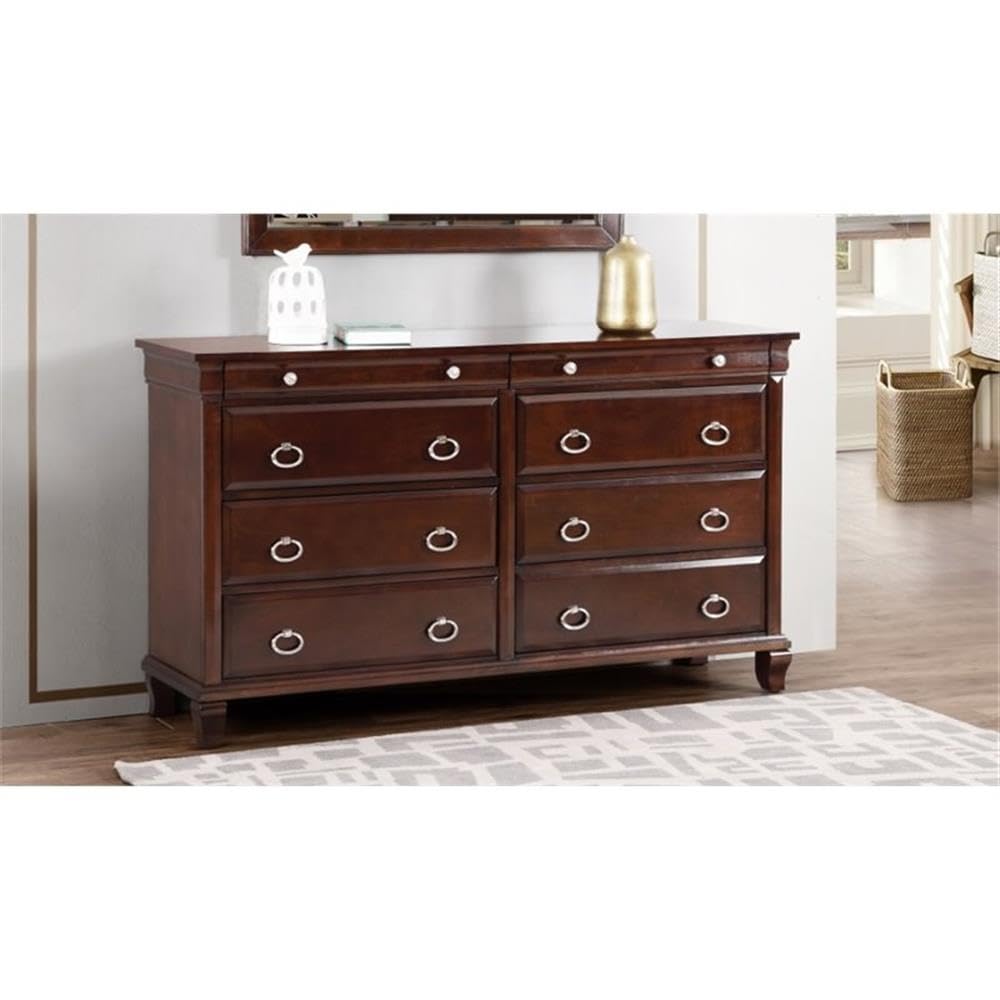 Glory Furniture Triton 8-Drawer Dresser in Cappuccino Finish - Stylish Bedroom Storage Solution for Clothes & Accessories