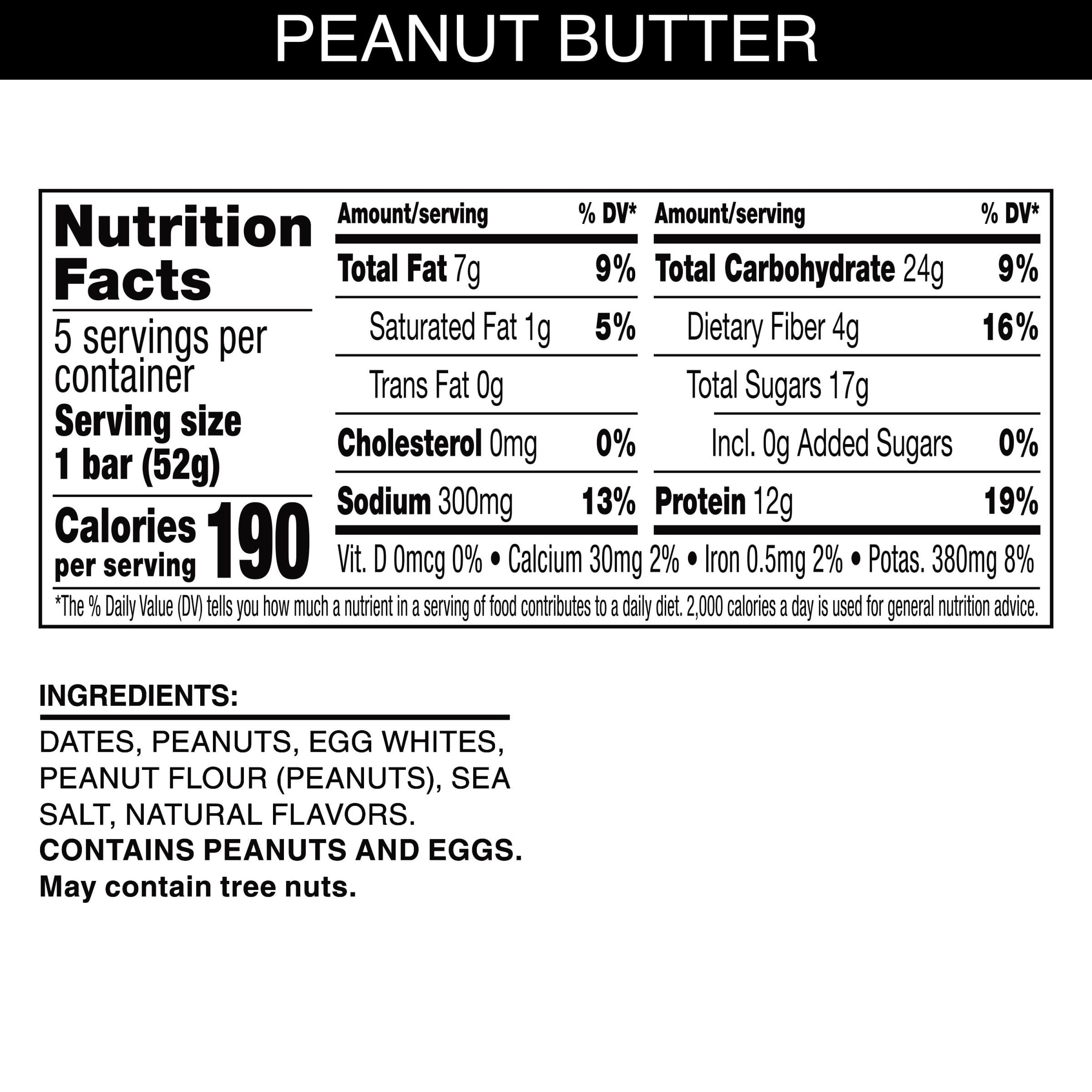 RXBAR Protein Bars - Peanut Butter Flavor, 9.15oz Box (5 Bars) | High Protein Snacks for Workout Recovery, Healthy On-the-Go Breakfast & Office Snacks
