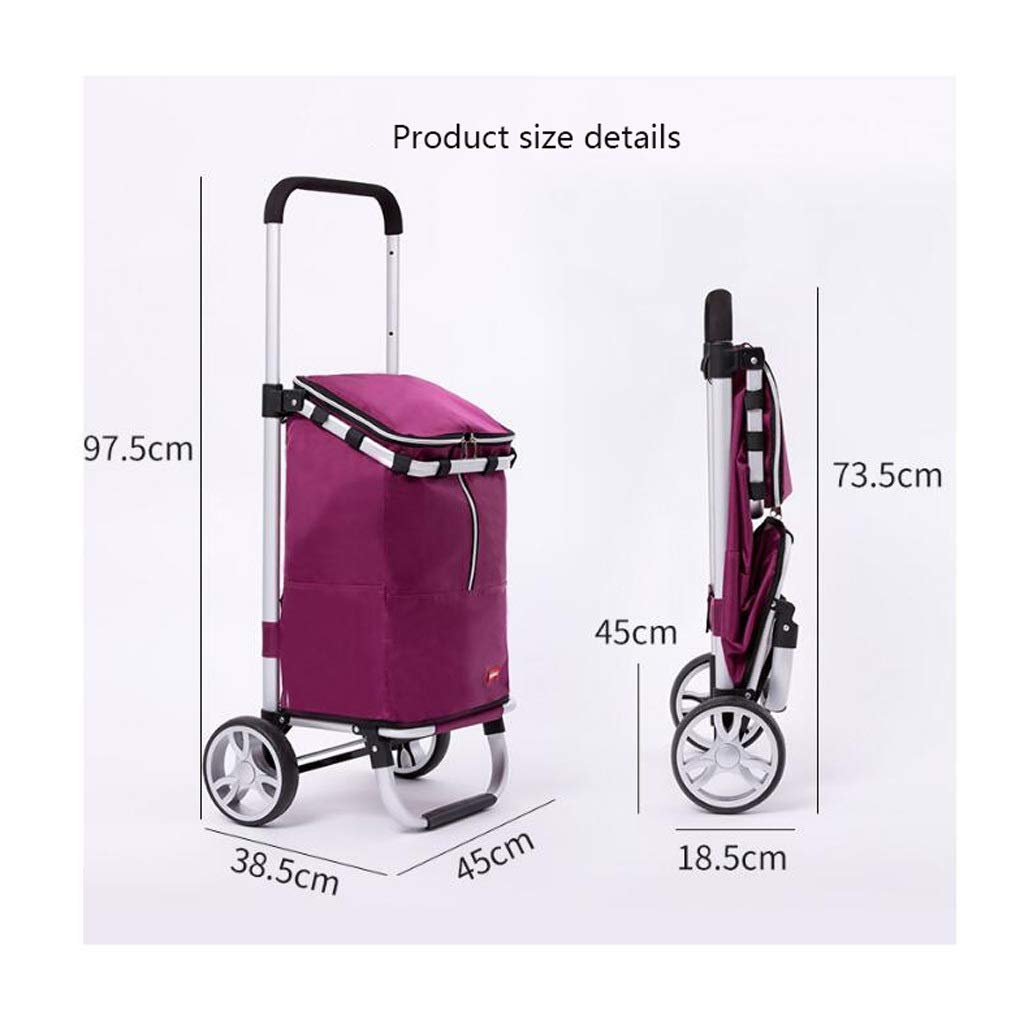 ATAAY Aluminum Alloy Folding Shopping Cart - 3-Speed Telescopic Portable Trolley with Reusable Grocery Bags | Compact Grocery Hauler for Supermarkets, Farmers Markets & Apartment Living