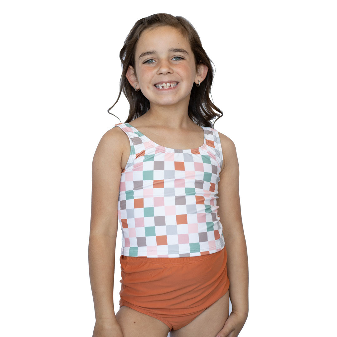 Apricot Sage Pink Checkers