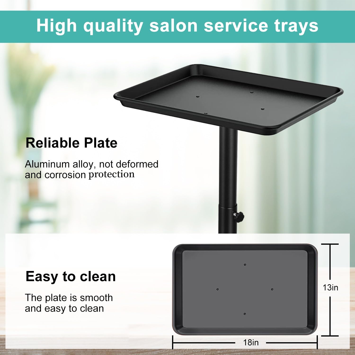 Professional Adjustable Aluminum Salon Tray Cart with Wheels - Portable Tattoo & Beauty Supply Organizer for Salon, Spa, Barber Shop & Mobile Services