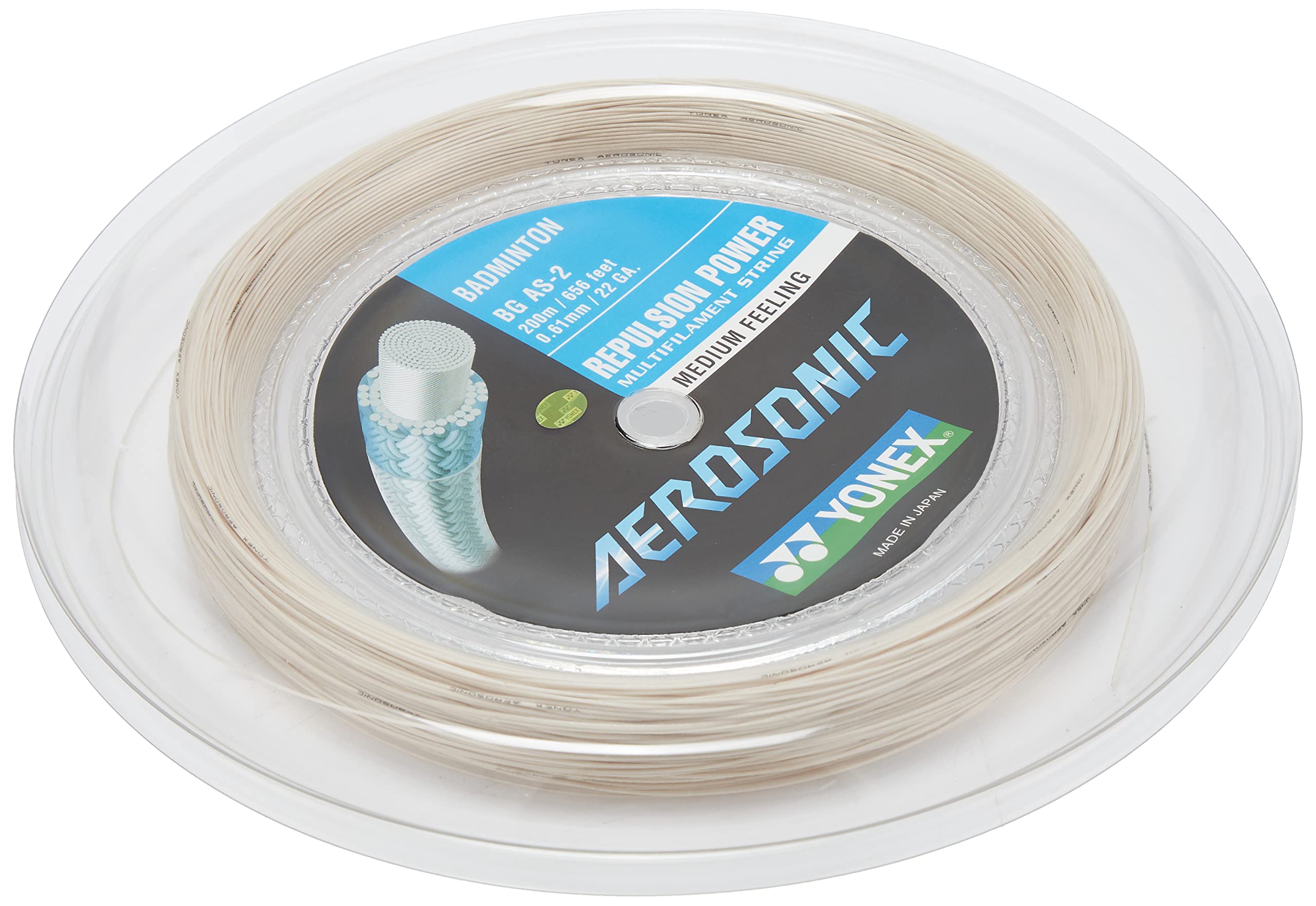 Yonex Aerosonic 200m White Badminton String - High Performance Badminton Racket String for Professional Players - Perfect for Tournaments & Training Sessions