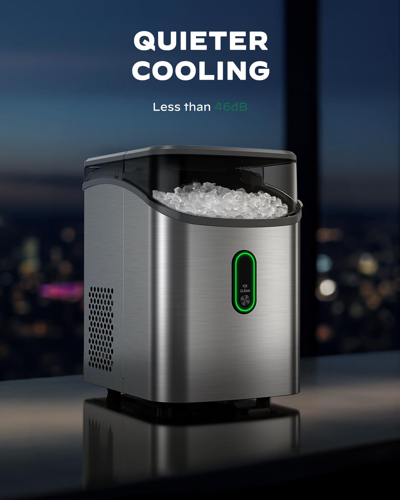 Silonn Countertop Nugget Ice Maker - 33lbs/24H Pebble Ice Machine with Self-Cleaning & One-Touch Operation - Perfect for Cocktails, Sodas & Home Bars (Stainless Steel)