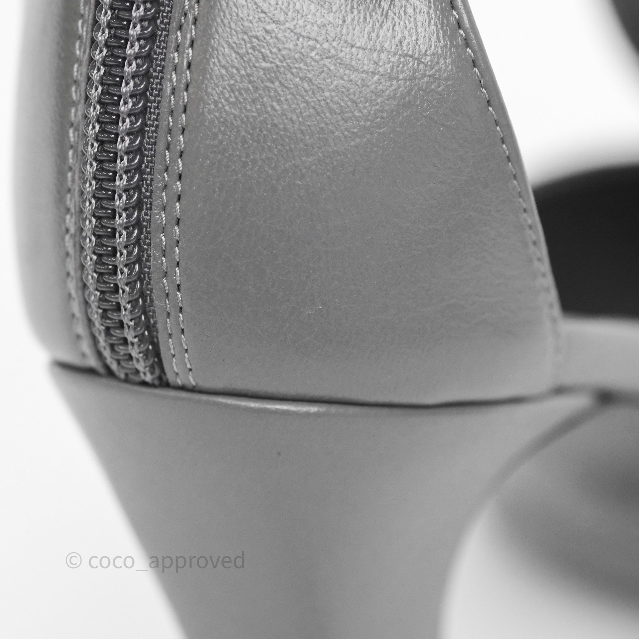 Chanel Cap Toe Bow Ankle Strap Sandals - Grey & Black Lambskin Leather - Perfect for Summer Weddings & Evening Events