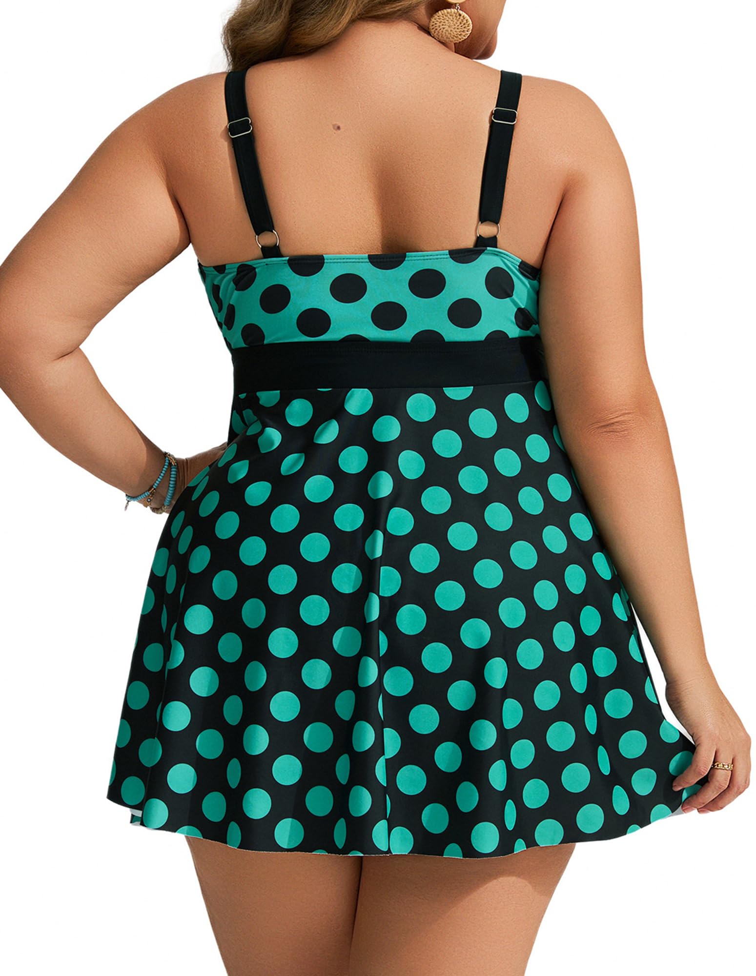 Hanna Nikole Women's Plus Size Tankini Swimdress Two Piece Swimsuit - Tummy Control Flowy Design with Boyshorts | Perfect for Beach Vacation, Pool Party & Summer Getaways