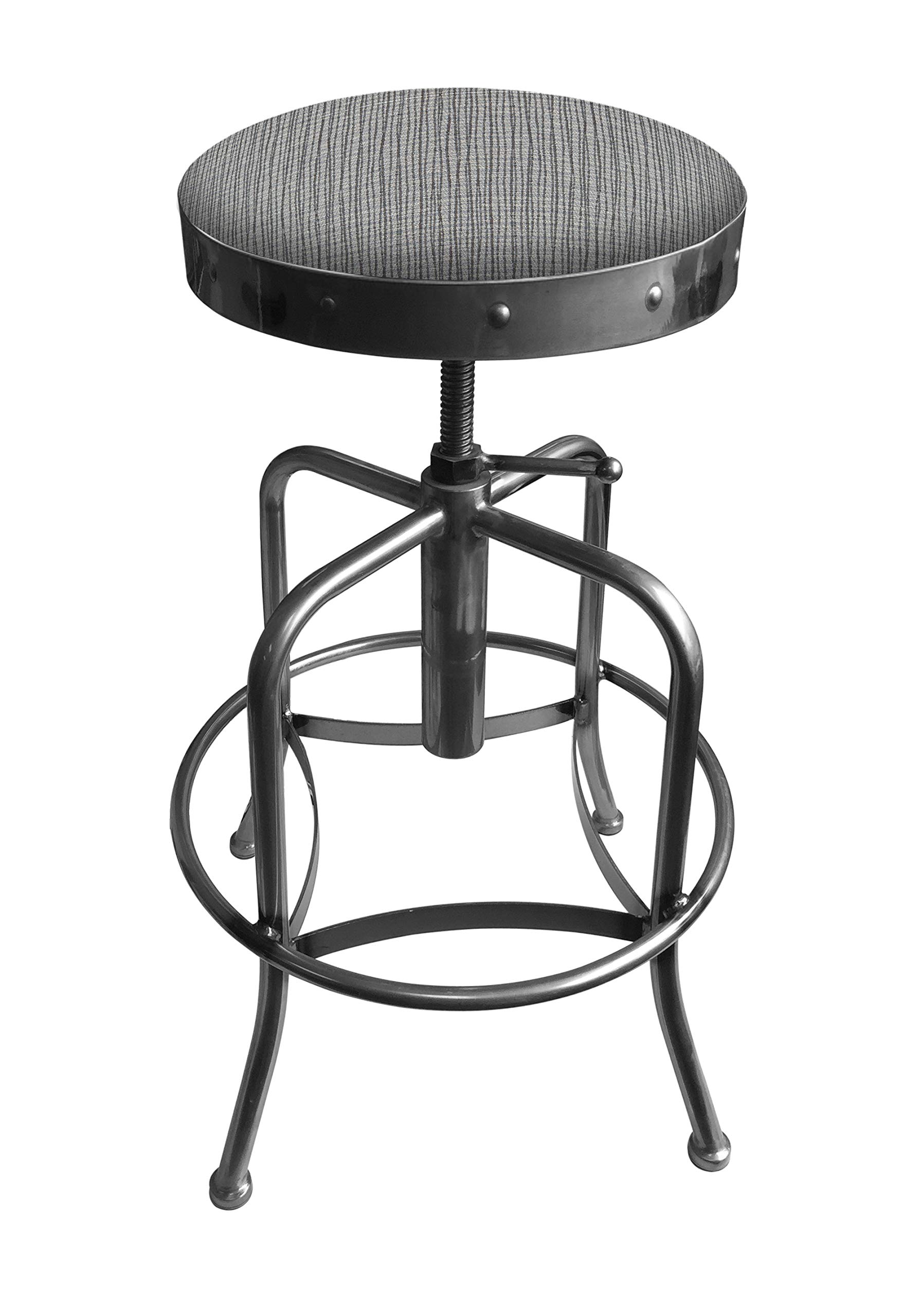 Adjustable Industrial Stool with Clear Coat Finish & Graph Alpine Seat - Heavy Duty Workshop, Garage, or Office Chair for Comfort & Durability