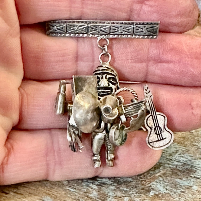 Authentic Sterling Silver Mexican Junk Dealer Pin Charms - Vintage Style Jewelry for DIY Bracelets, Necklaces & Craft Projects