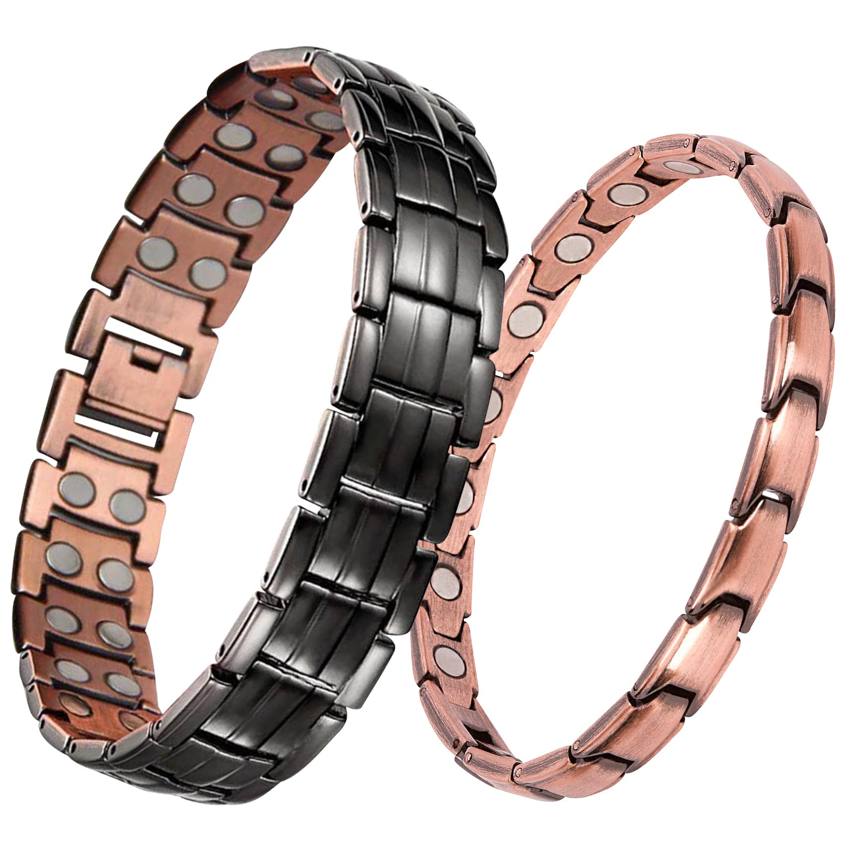 Feraco Solid Copper Magnetic Bracelet for Men & Women - 99.99% Pure Copper, Hand-Forged with 3500 Gauss Magnets - Pain Relief & Improved Circulation for Arthritis & Joint Discomfort