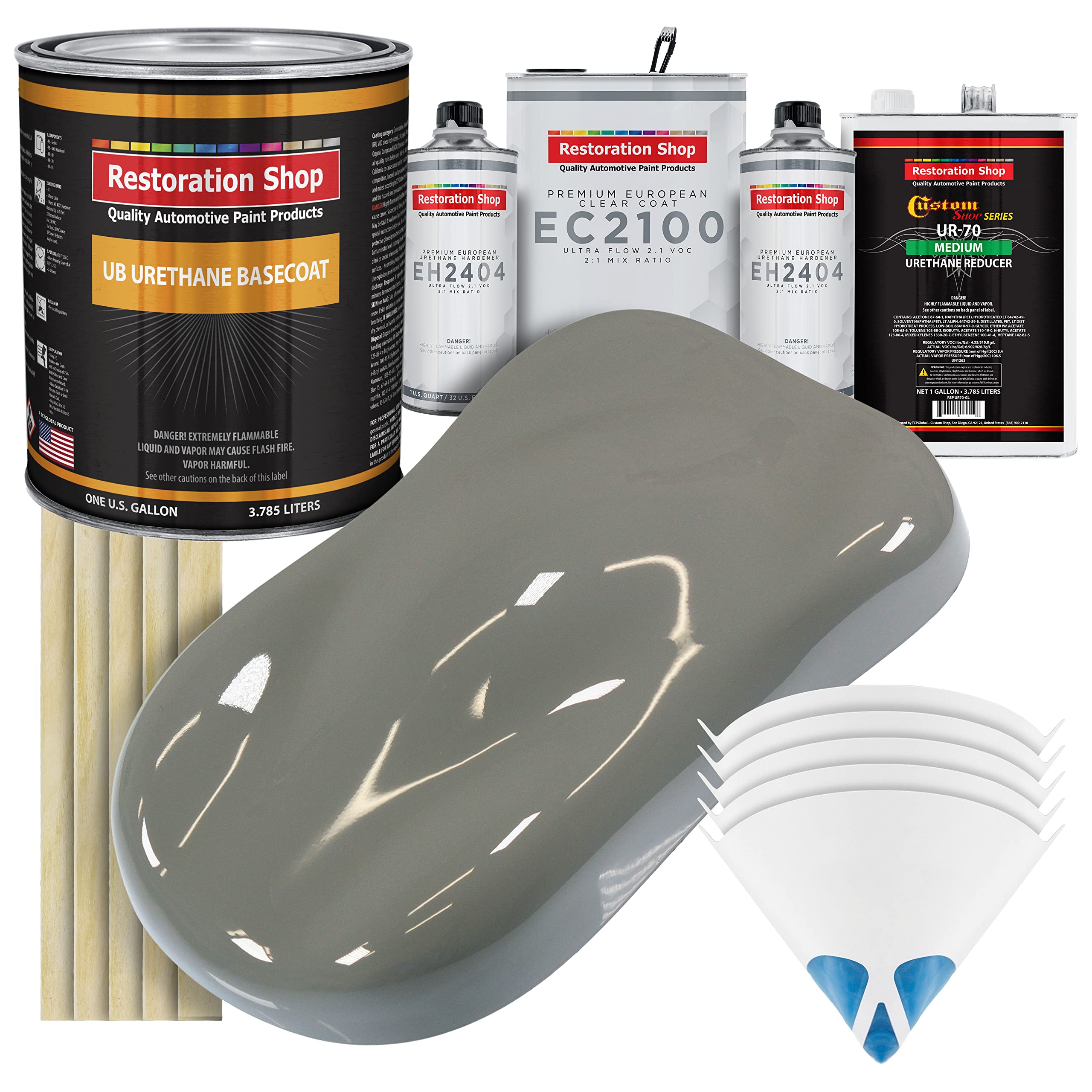 Restoration Shop - Dove Gray Urethane Basecoat with European Clearcoat Auto Paint Kit (1 Gallon) - Professional Automotive Refinish Coating for Cars, Trucks & Motorcycles - Perfect for DIY Restoration & Touch-Up Projects