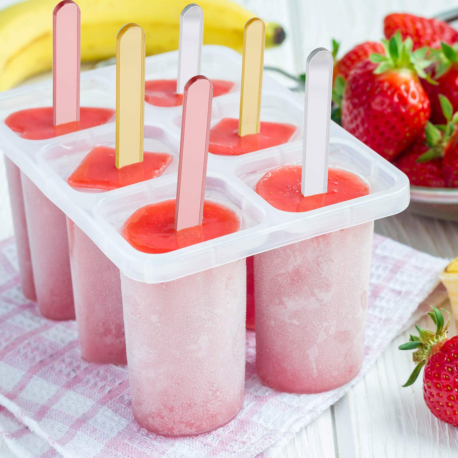 60 Pack Reusable Acrylic Ice Cream Sticks - Mini Mirror Laser Cake Pops Sticks for Healthy Snacks, DIY Desserts, Candy Making & Party Decorations - Perfect for Birthday Parties, Baby Showers & Wedding Favors