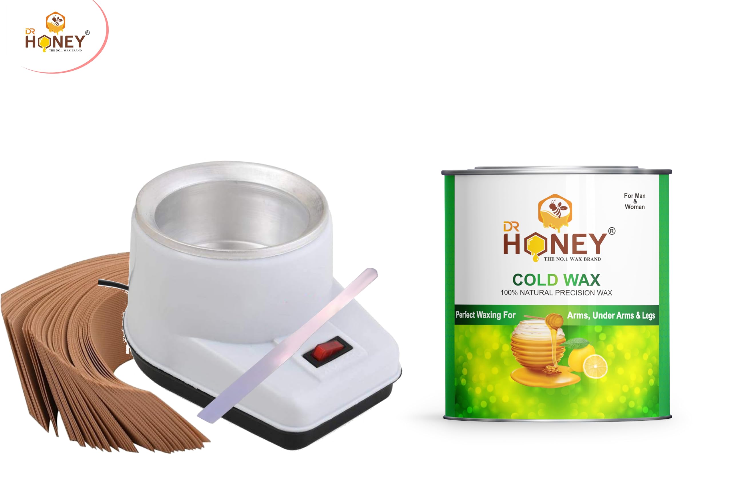 DR HONEY Wax Warmer Heater Kit with Stainless Steel Waxing Knife - Professional Hair Removal Wax Heater for Salon & Home Use - Perfect for Eyebrows, Legs, Bikini & Body Waxing