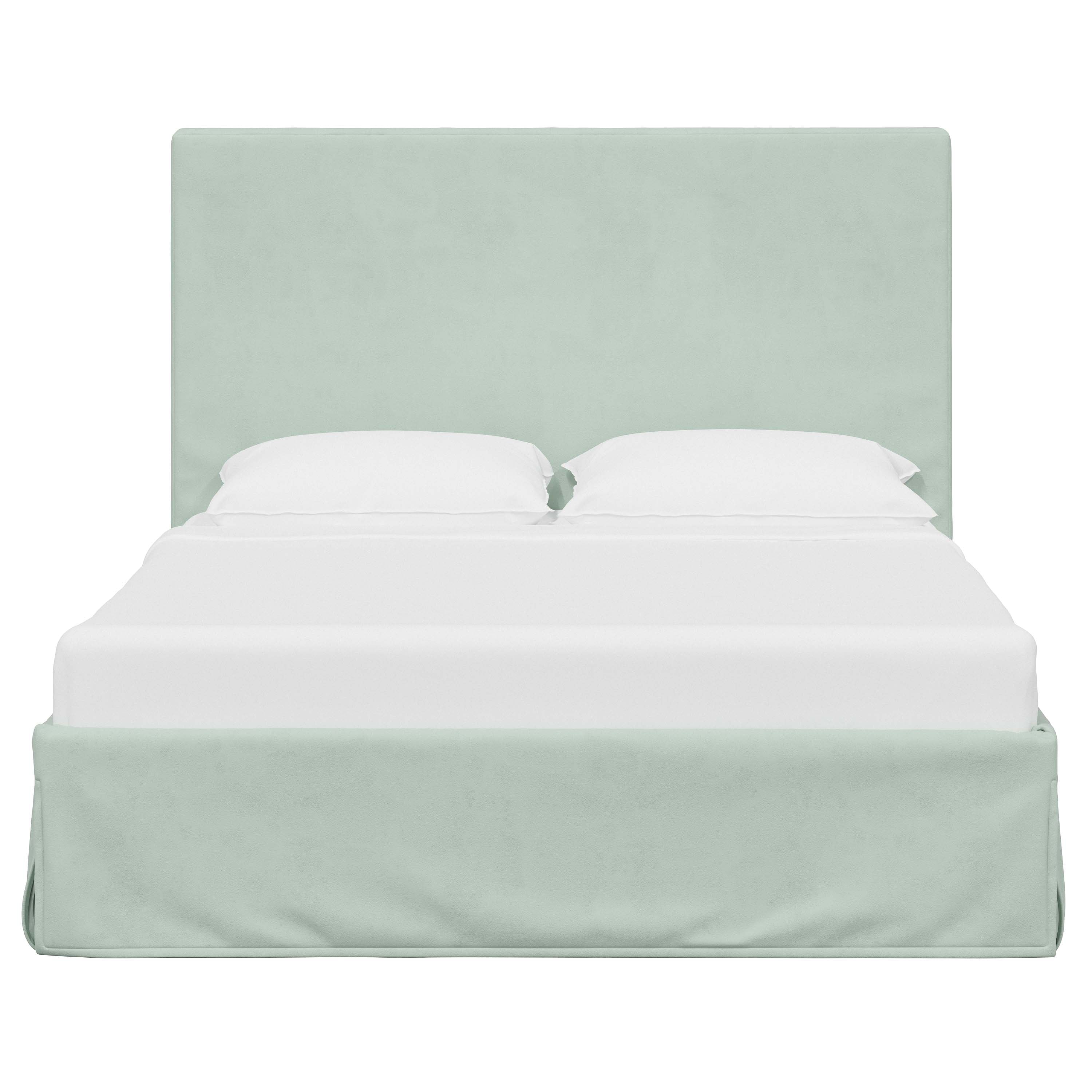 Violet Slipcovered Bed - Soft Washable Fabric Upholstered Queen Size Bed Frame with Headboard - Perfect for Modern Bedrooms, Guest Rooms & Cozy Home Decor