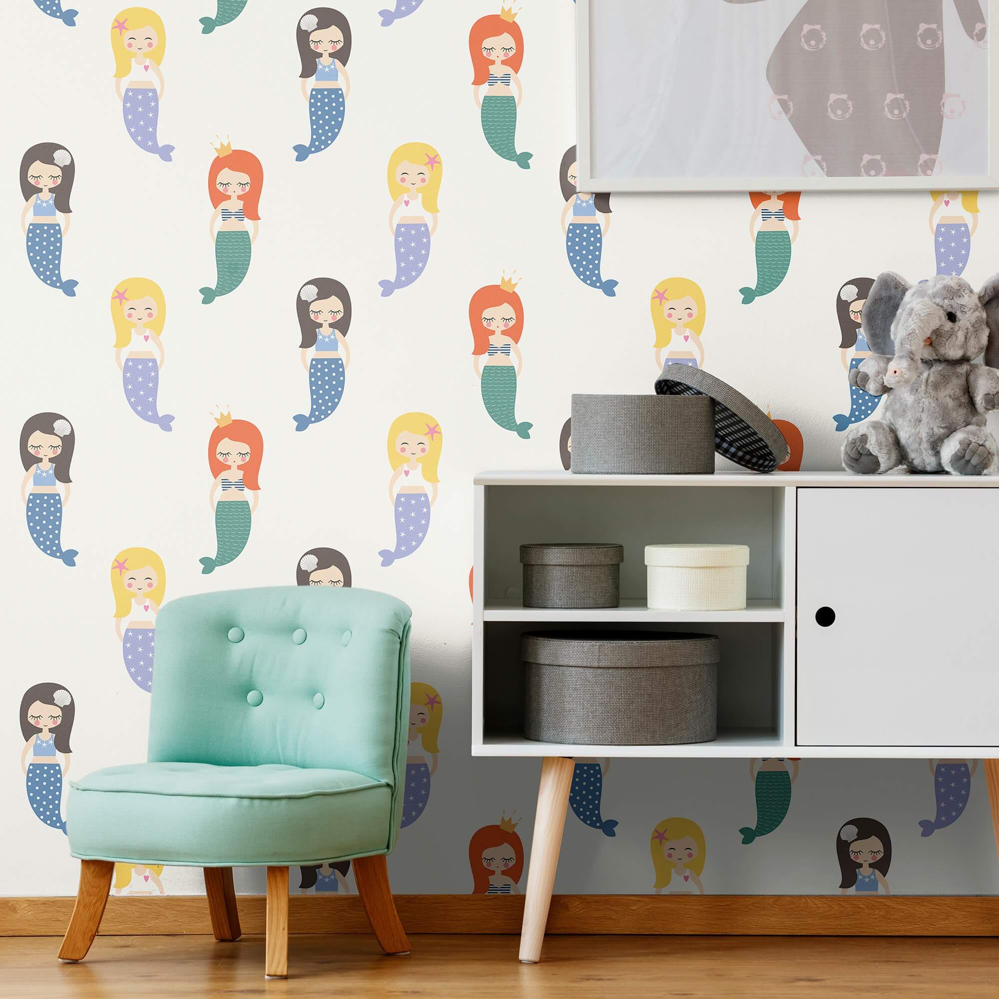White Fantasy Children's Peel and Stick Removable Wallpaper - Self-Adhesive Nursery Decor for Kids Room, Bedroom, Playroom - Easy to Apply & Remove - 1420