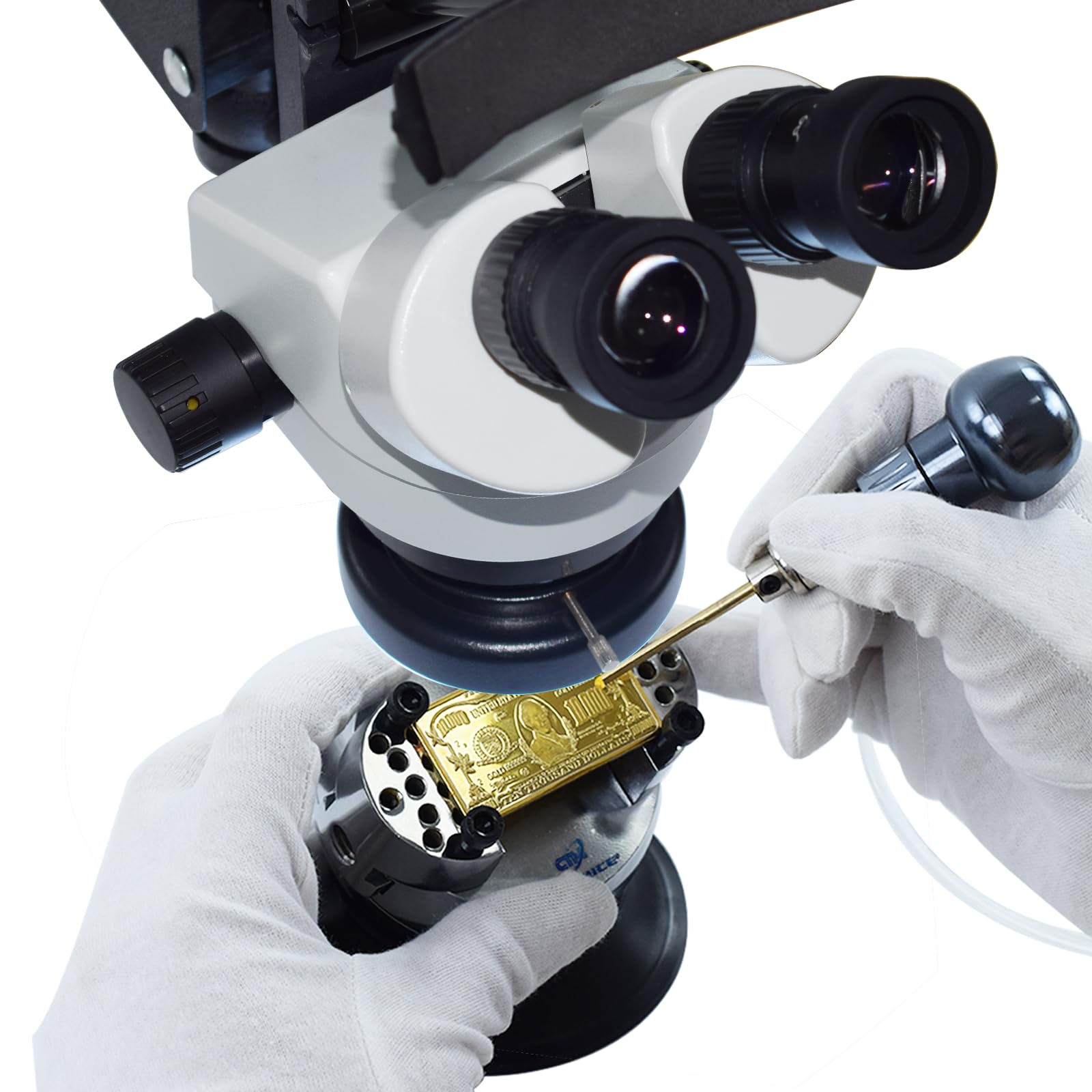 7X-45X Jewelry Microscope with Multi-Directional Spring Stand, 60 LED Ring Light & Dimmer Switch - Professional Tool for Diamond Setting, Hand Engraving, Jewelry Making & Watch Repair (Perfect for Jewelers, Watchmakers & Hobbyists)