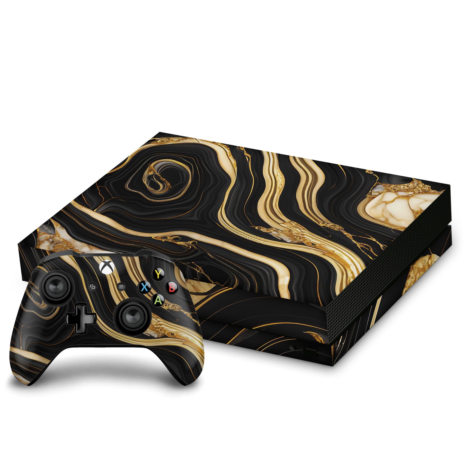 Head Case Designs Noir Et Doré Marble Vinyl Gaming Skin Sticker Cover Compatible with Xbox One X Console & Controller Bundle - Protective Decal for Gaming Setup & Personalized Console Customization
