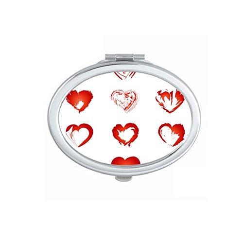 DIYthinker Valentine's Day Red Heart Sketch Mirror - Portable Folding Double-Sided Makeup Mirror with Stand (Perfect for Travel, Home Vanity & Gift Giving)