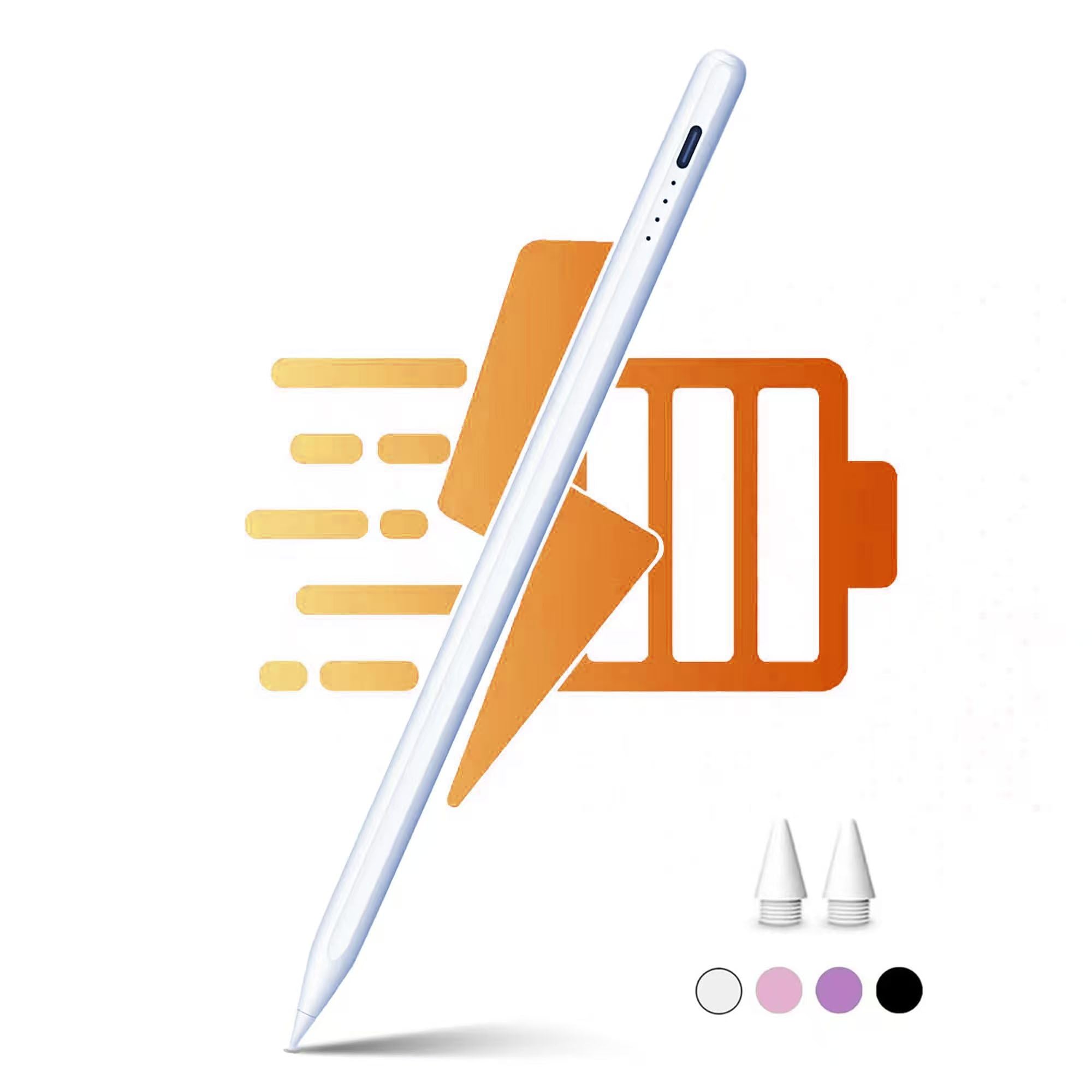 Apple iPad Stylus Pen with Fast Charging, Palm Rejection & Tilt Sensitivity - Compatible with iPad 6/7/8/9/10, iPad Mini 5/6, iPad Air 3/4/5, iPad Pro 11''/12.9'' - Perfect for Drawing, Note-Taking & Digital Art