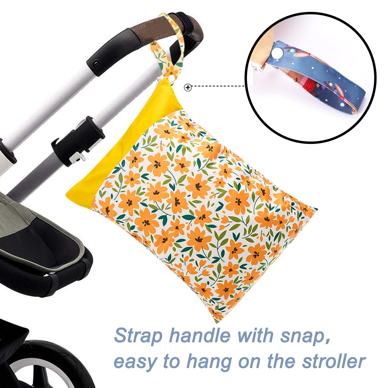 SEAUR Waterproof Reusable Wet Dry Bags for Baby Cloth Diapers - Washable Zipper Pouch for Beach, Pool, Travel, Gym & Daycare Essentials