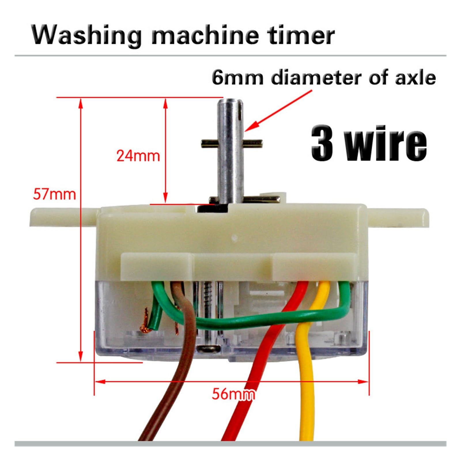 180 Degree Washing Machine Timer Switch - 3 Wire Semi-Automatic Double Cylinder Laundry Timer Replacement Part for Top Load Washers | Perfect for Home Laundry Rooms & Appliance Repair Shops