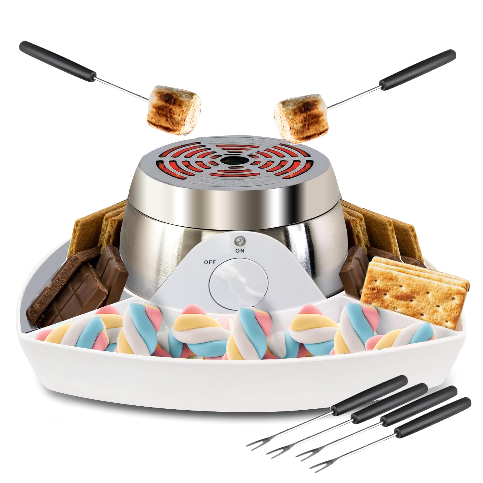 Electric Smores Maker Kit - Flameless Indoor S'mores Maker for Tabletop, 120V - Perfect for Movie Nights, Housewarming & Christmas Gifts - Great for Family Gatherings, Camping at Home & Holiday Parties