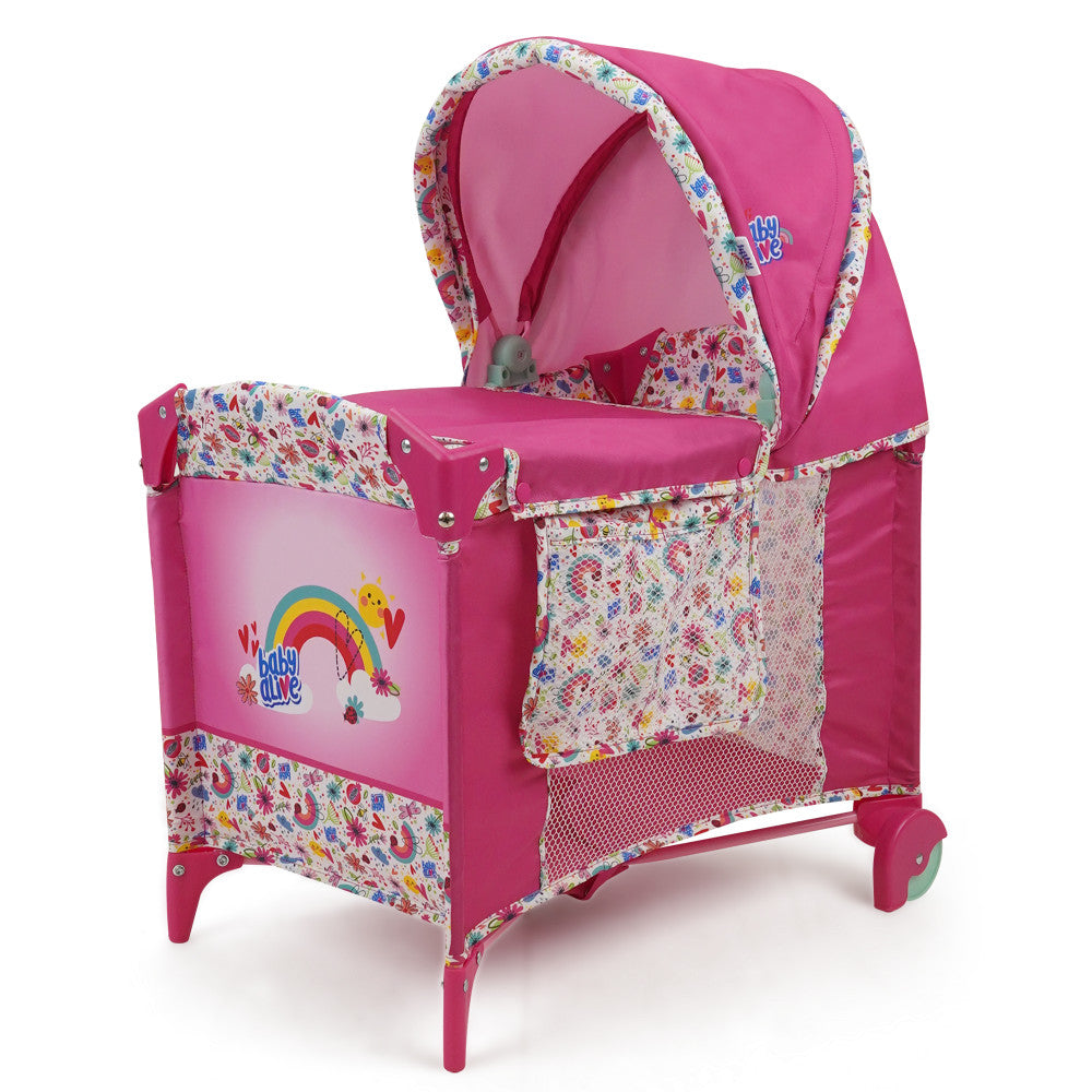 Baby Alive Deluxe Doll Play Yard with Canopy & Storage Pockets - Interactive Pretend Play Toy for Toddlers & Kids - Perfect for Indoor Playtime, Nursery Decor & Gift Ideas