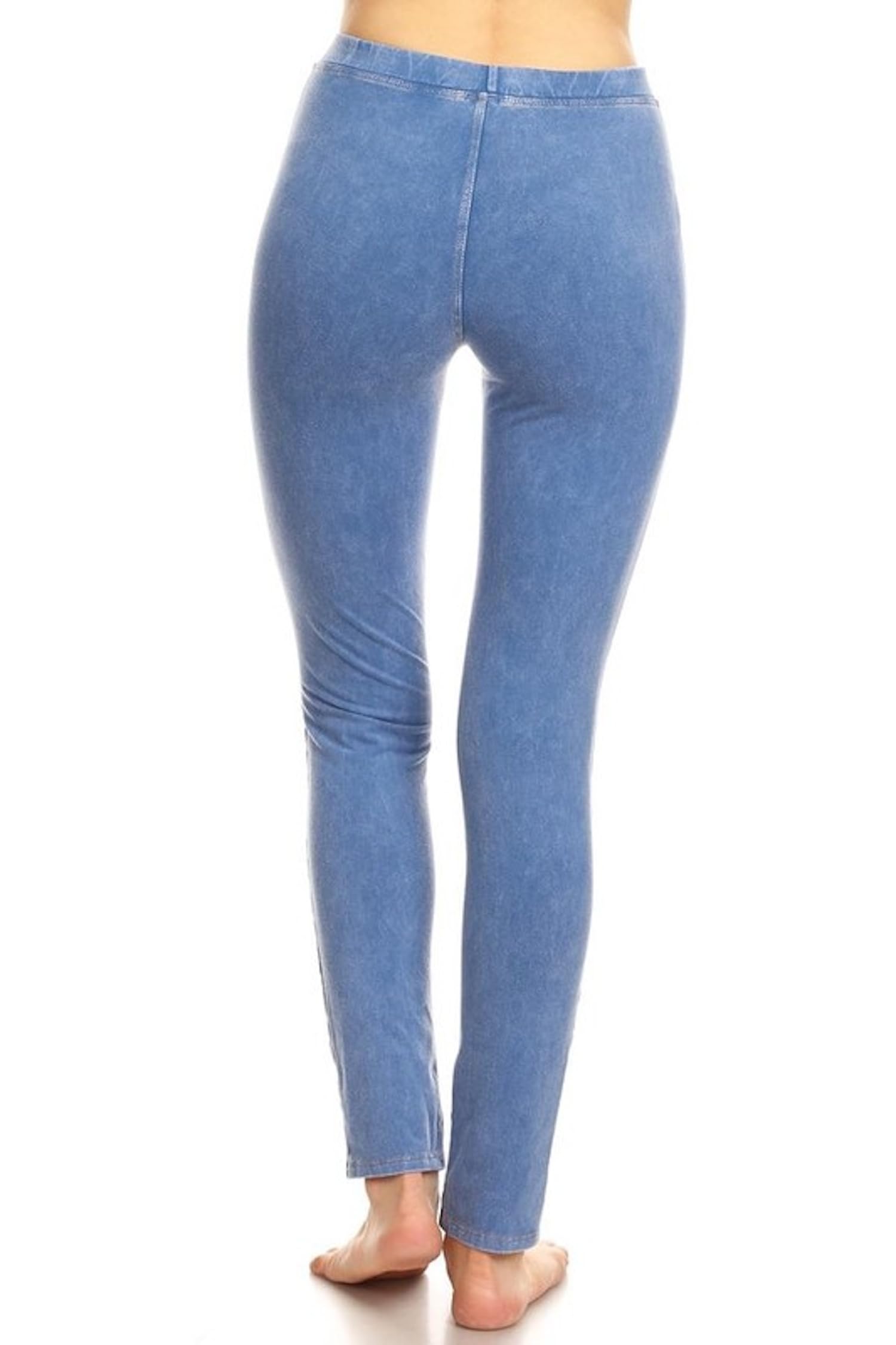 Women's Stretch Comfort Jeggings - Soft Denim Look Leggings with Mineral Wash (Blue) | Perfect for Casual Wear, Work & Travel