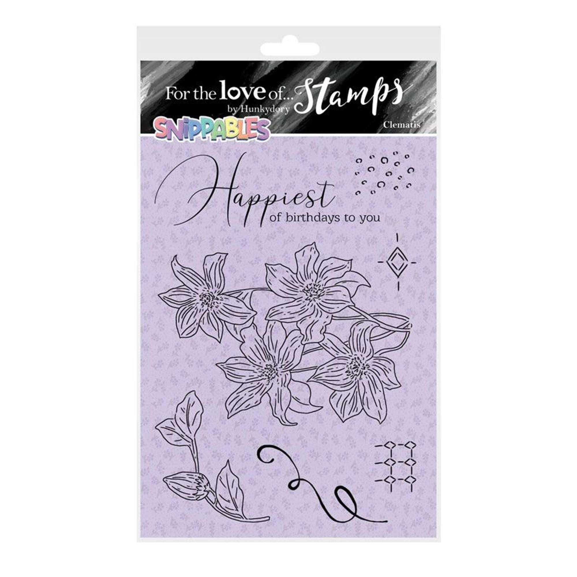 Hunkydory Crafts Floral Stamps - Clematis Design for Card Making, Scrapbooking & DIY Projects - Perfect for Greeting Cards, Invitations & Handmade Gifts