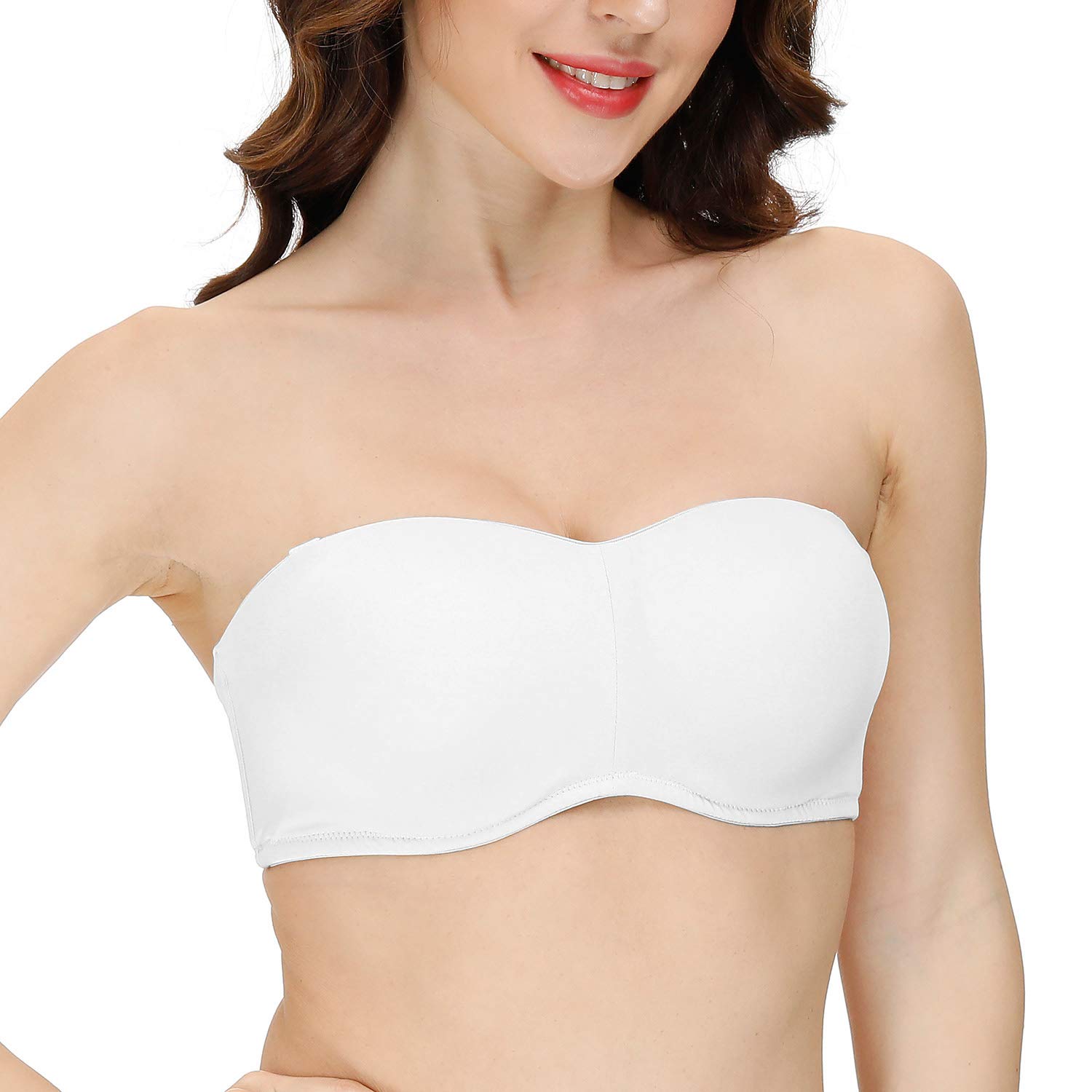Vgplay Women's Strapless Minimizer Bra - Clear Adjustable Straps & Removable Pads - Seamless Bandeau Convertible Bra for Plus Size - Perfect for Wedding, Evening Wear & Everyday Comfort