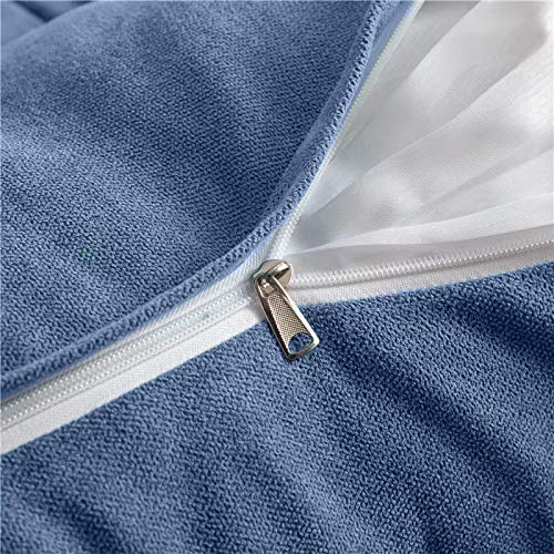 Large Triangular Reading Bed Rest Pillow with Removable Cover & Side Pockets - Queen Size (59x8x20in) - Perfect for Reading, Watching TV, or Lounging in Bed - Blue
