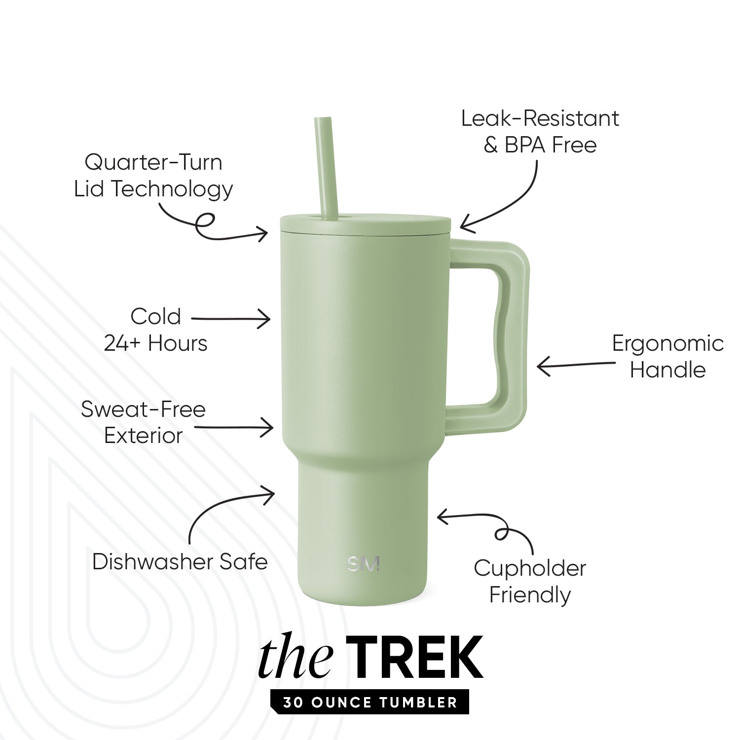 Premium Trek Tumbler 30Oz Stainless Steel Vacuum Insulated Water Bottle - Keeps Drinks Hot/Cold for 24 Hours - BPA Free Leakproof Travel Mug for Hiking, Camping & Outdoor Adventures