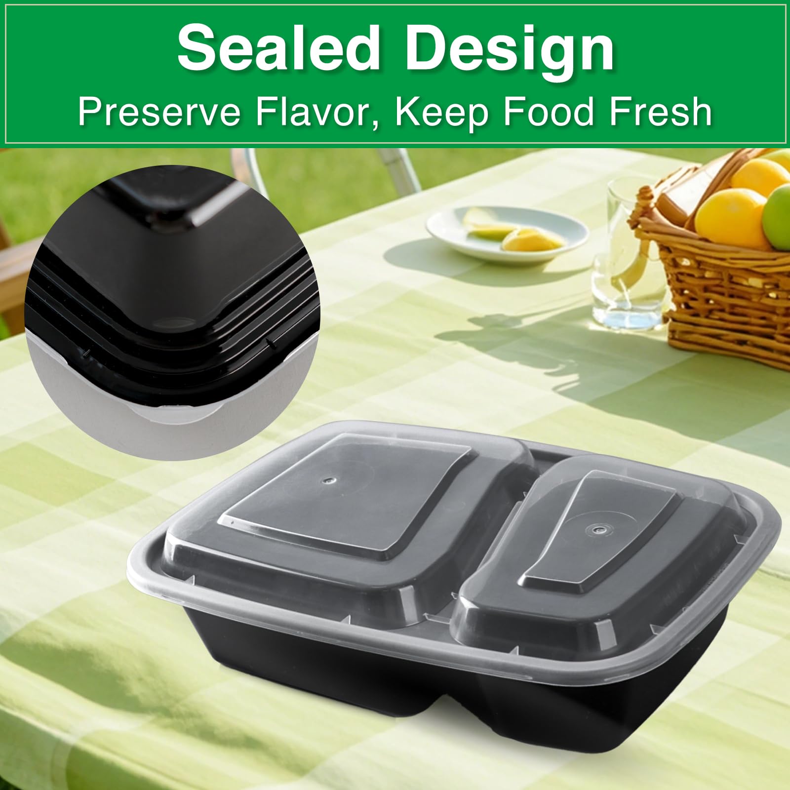 30 Pack 2-Compartment Meal Prep Containers - 29 oz Reusable BPA-Free Food Storage with Lids | Microwave, Dishwasher & Freezer Safe | Stackable for Easy Storage | Perfect for Meal Prepping, Takeout & Leftovers