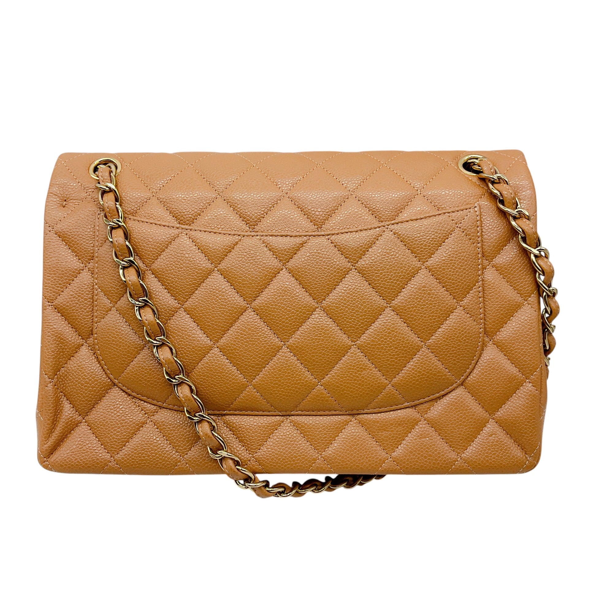 Chanel Tan Caviar Leather Jumbo Flap Bag - Luxury Designer Handbag for Women | Perfect for Work, Evening Events & Special Occasions